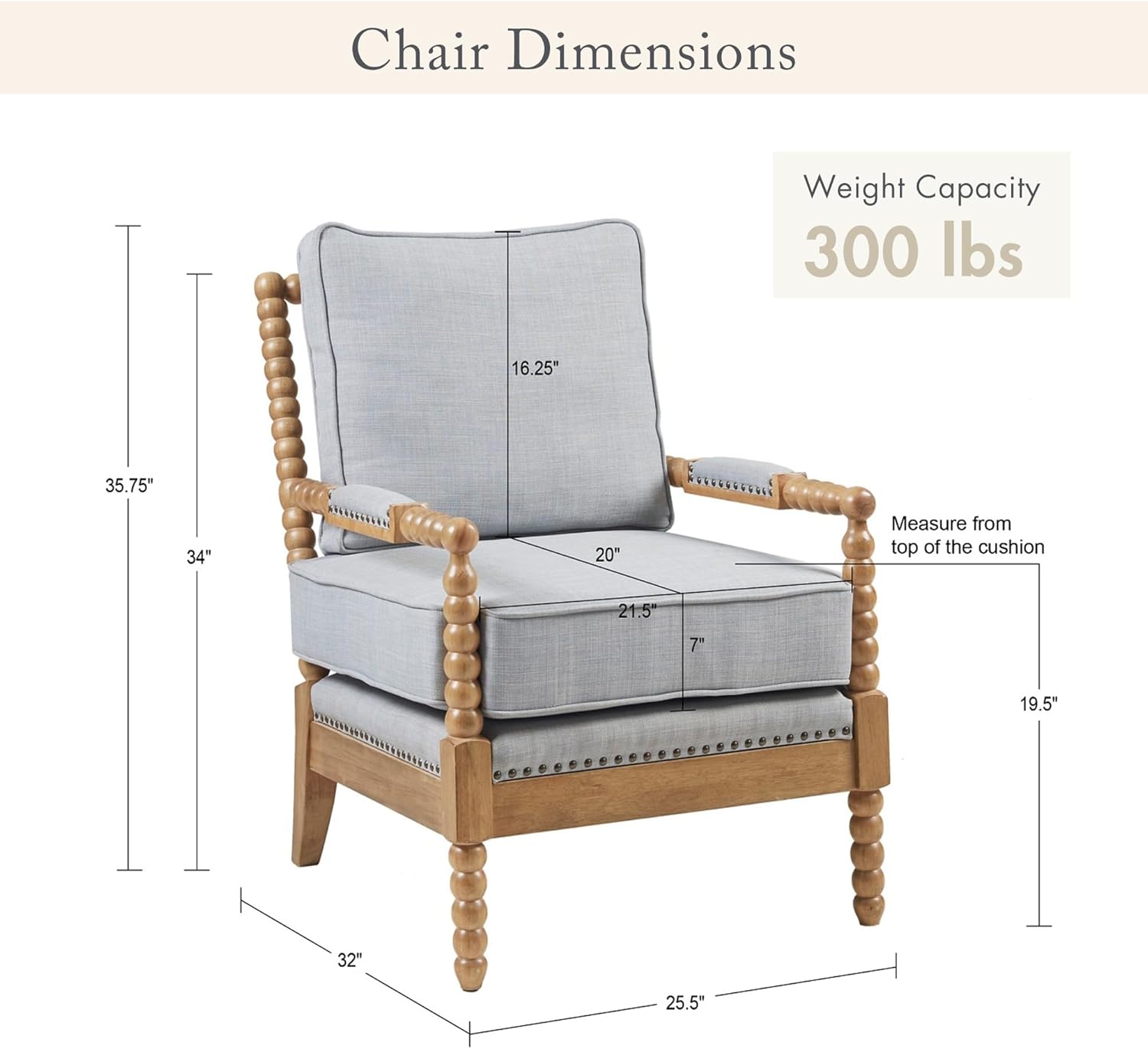 Madison Park Donohue Midcentury Modern Accent Chairs Padded Solid Wood Armrest and Frame Oakwood Finish, Upholstered Seat, Bedroom, Family or Living Room, 25.5