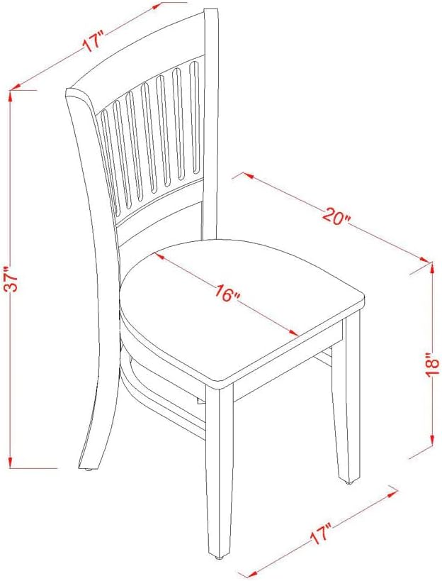 East West Furniture VAC-BLK-W Vancouver Dining Room Chairs - Slat Back Wood Seat Chairs, Set of 2, Oak