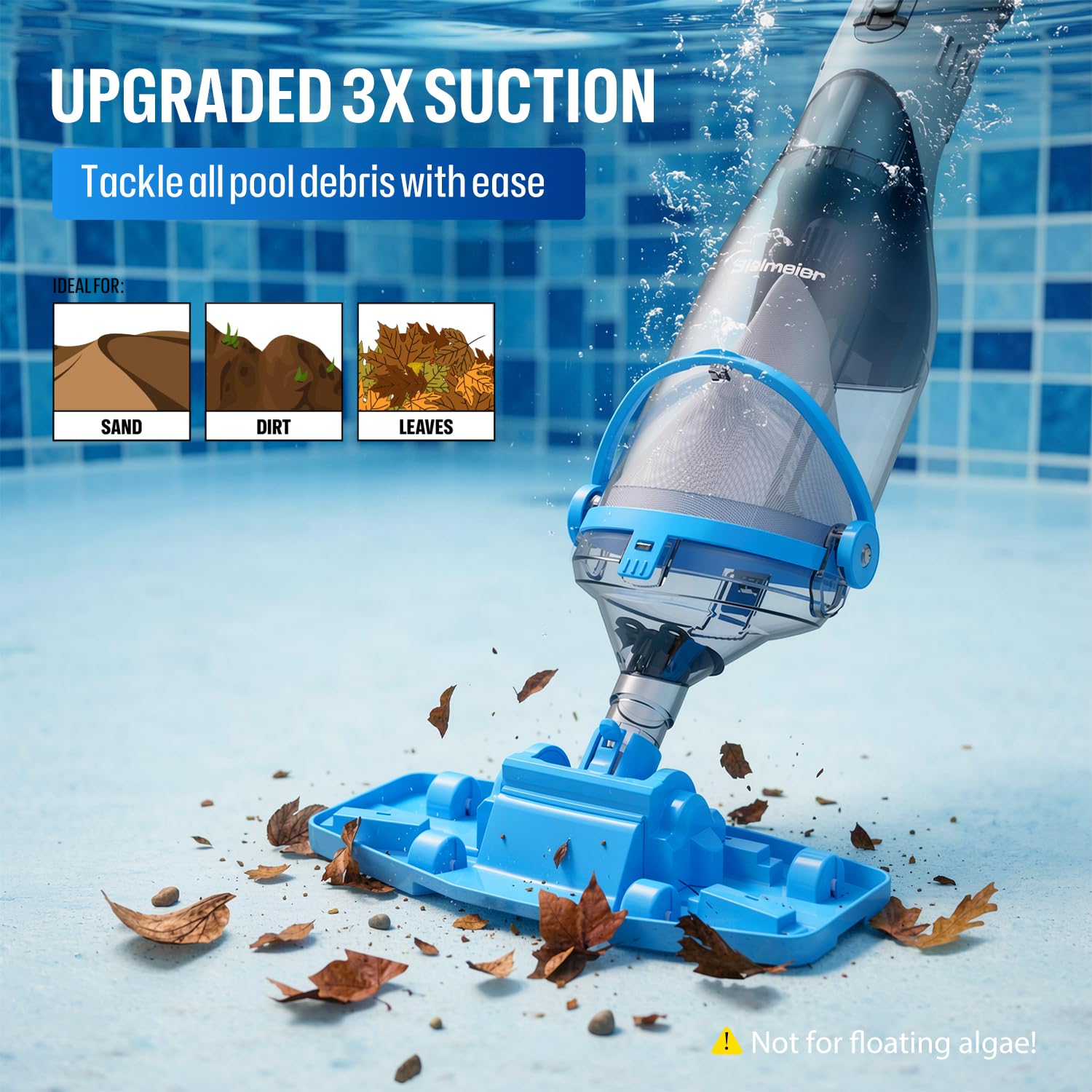 BIELMEIER Handheld Pool Vacuum with Telescopic Pole - 19 GPM