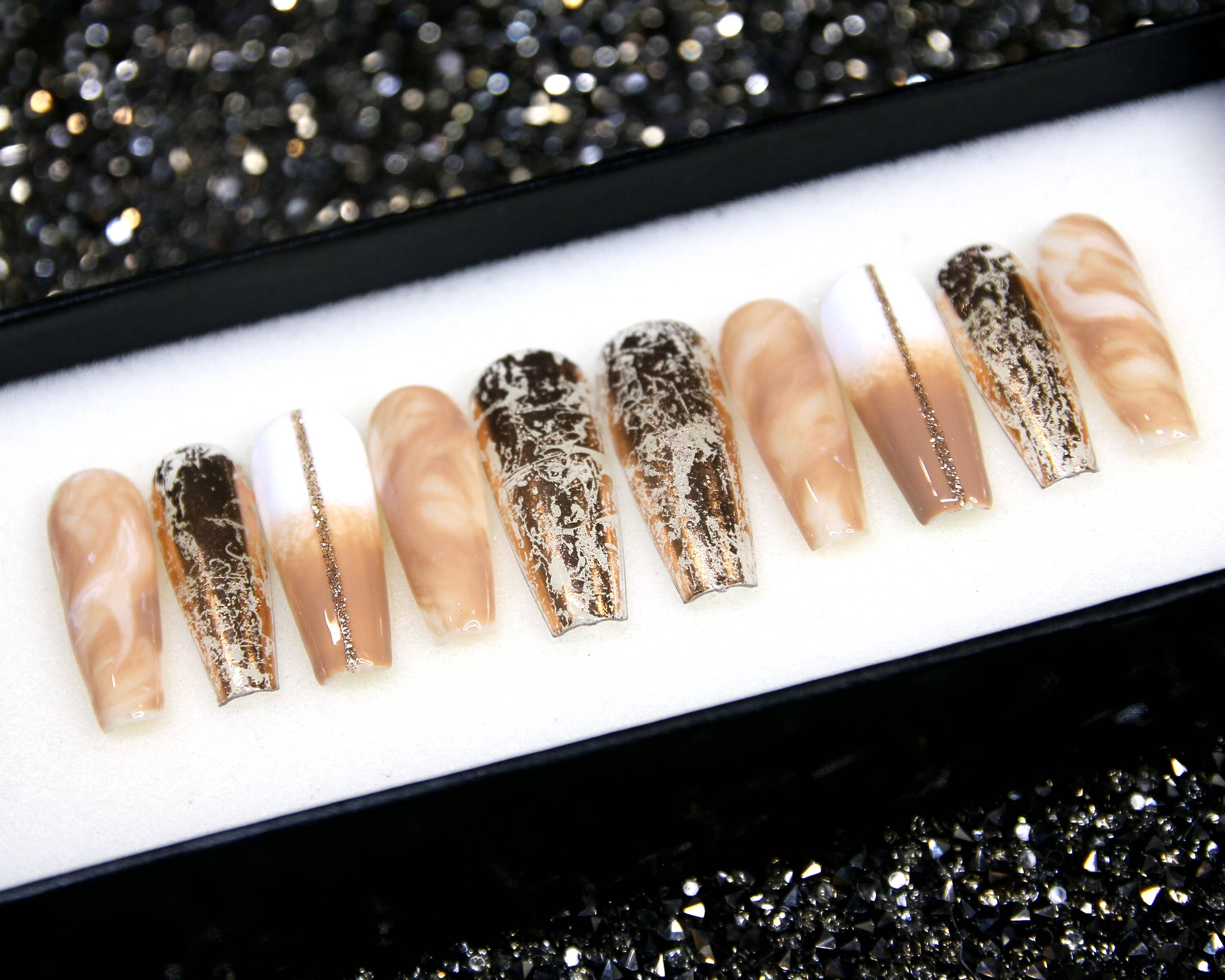 Golden Glitter Ombre Press On NailsGolden Glitter Ombre Press On Nails - SAYEGIRLS