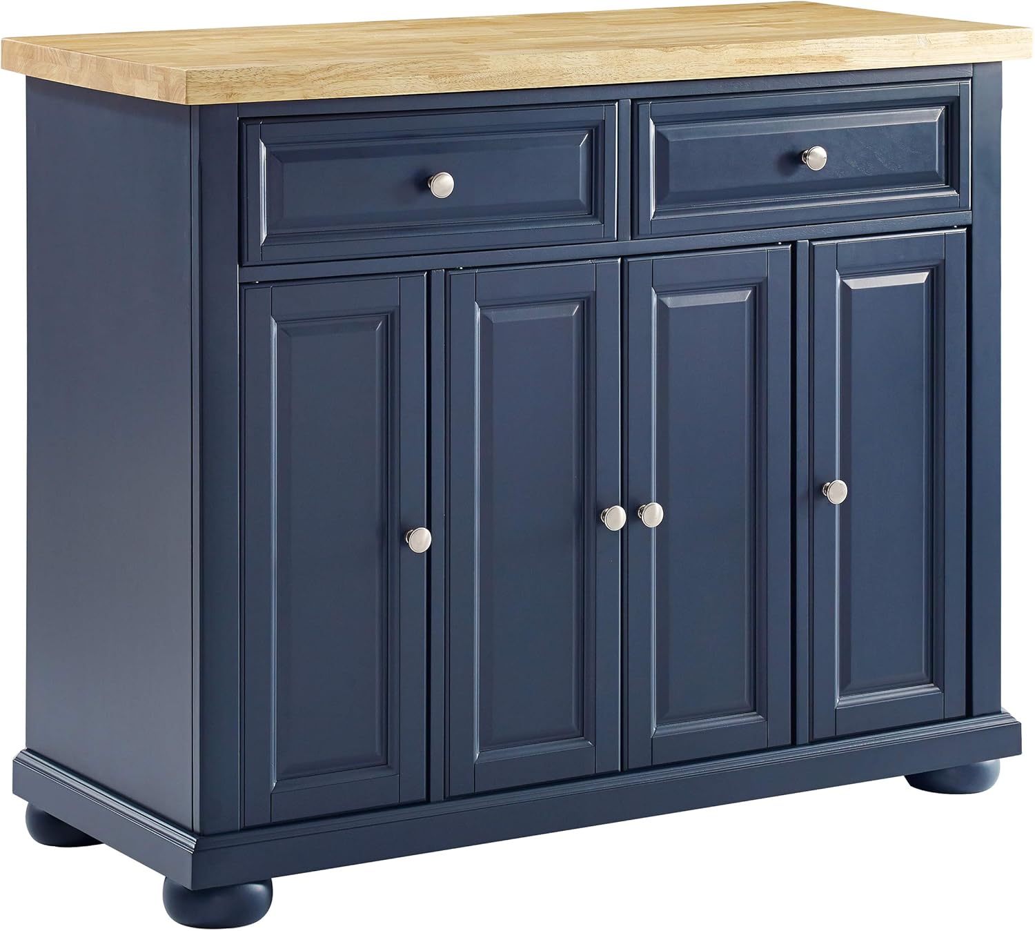 Crosley Furniture Madison Madison Kitchen Island, Microwave Stand, Coffee Bar, with Storage Shelves and Drawers, Navy