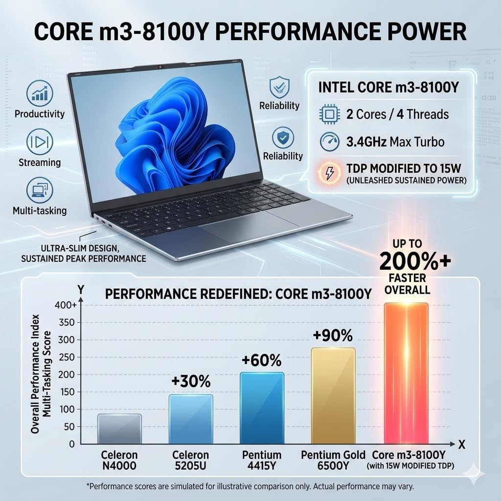 Laptop Computer 15.6 inch, Compatible with Windows 11, Core CPU(Beats Pentium, Celeron), Up to 3.4GHz, 4GB RAM, 128GB SSD, Up to 2TB, 15.6