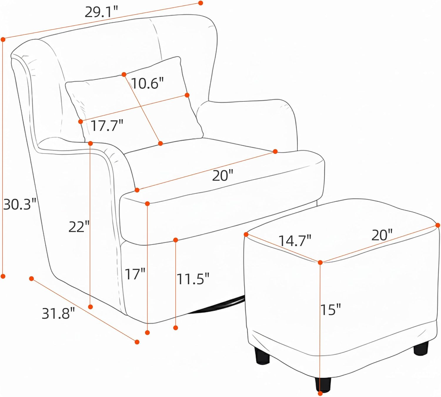 Wingback Swivel Accent Chair - Boucle Barrel Chair with Ottoman, 360° Swivel Rocking Modern Armchair, Upholstered Lounge Chair with Footrest for Living Room Bedroom Reading Room (White)