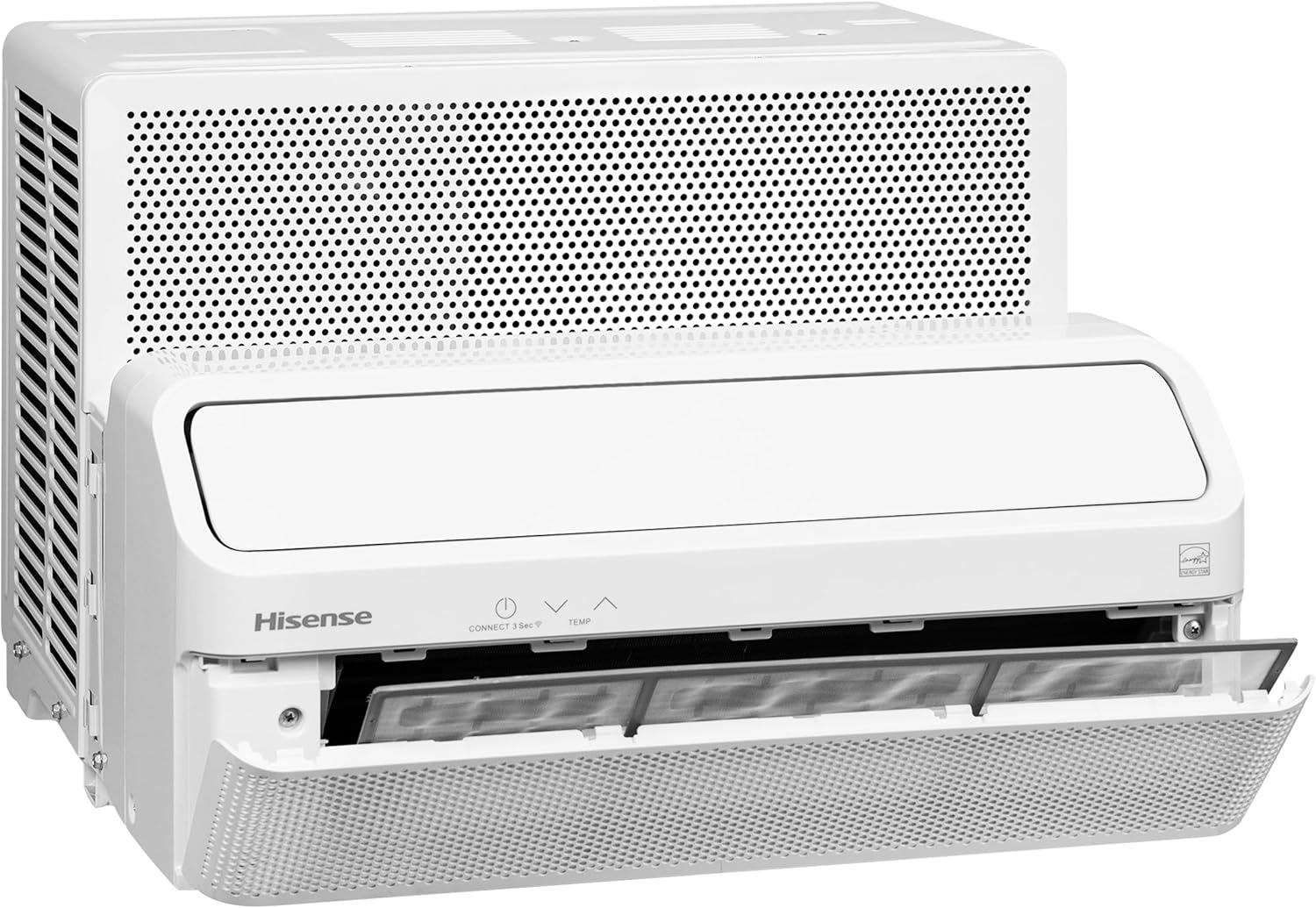 Hisense 8,000 BTU Smart Inverter Window Air Conditioner with Easy Install Bracket, Covers Up to 350 Sq Ft, Ultra-Slim Profile, 3 Fan Speeds, 700W, Smart controls, 4‑Way Air Direction - HLAW0825TW