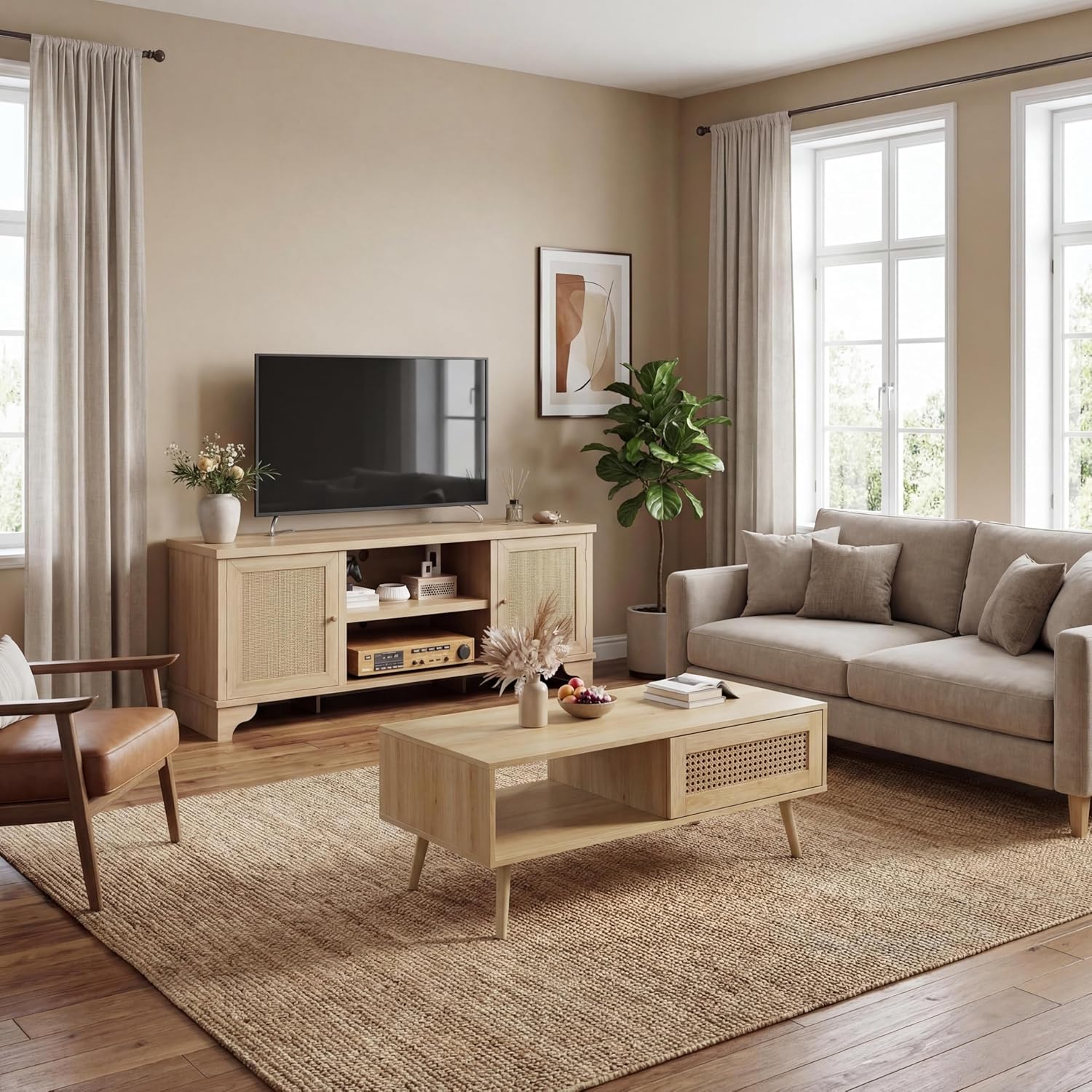 IDEALHOUSE Living Room Table Sets of 2, Includes 62