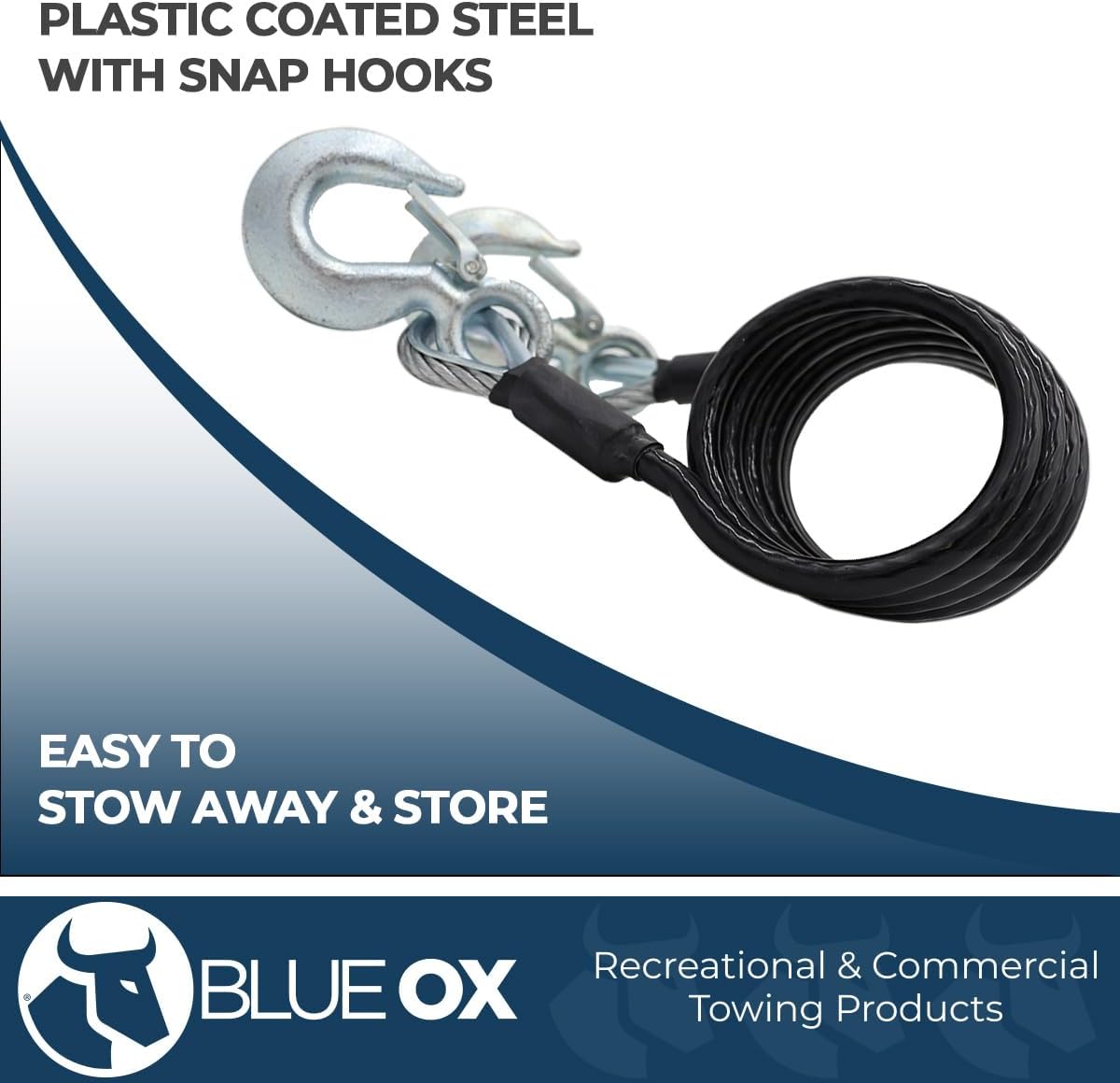 Blue Ox BX88197 Safety Cable Kit | Rating of 10,000 lbs | Protects from Accidental Disconnection | Offers Security When Towing | Length of 7 Feet