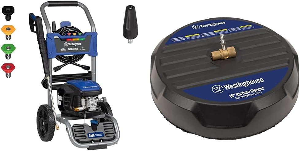 Westinghouse Electric Pressure Washer Bundle with 3400 PSI 2 GPM Washer and 15