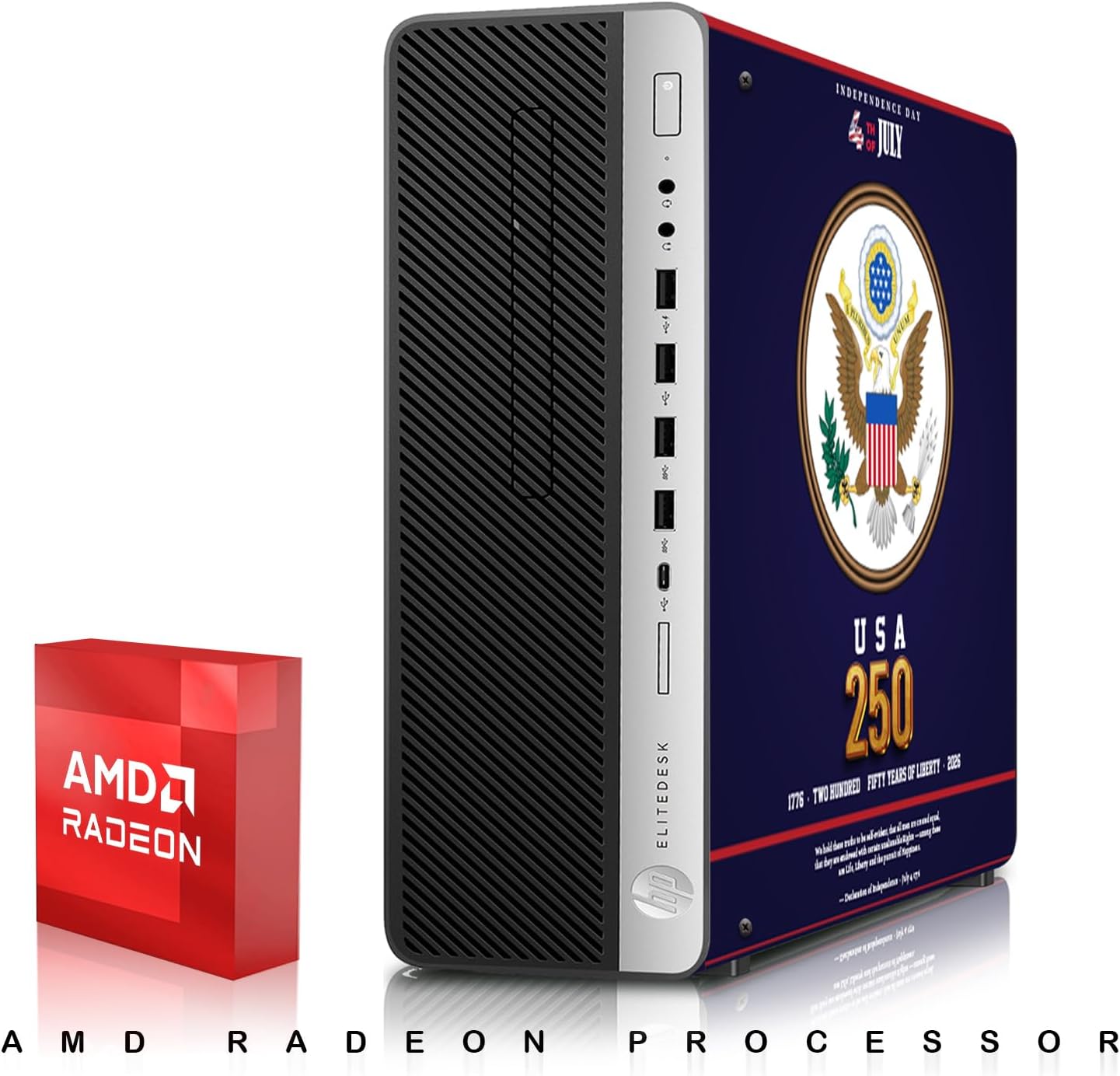 HP EliteDesk Liberty 250 Edition Gaming Desktop Computer PC, AMD, 16GB RAM, 256GB SSD OS+2x500GB HDD, 24