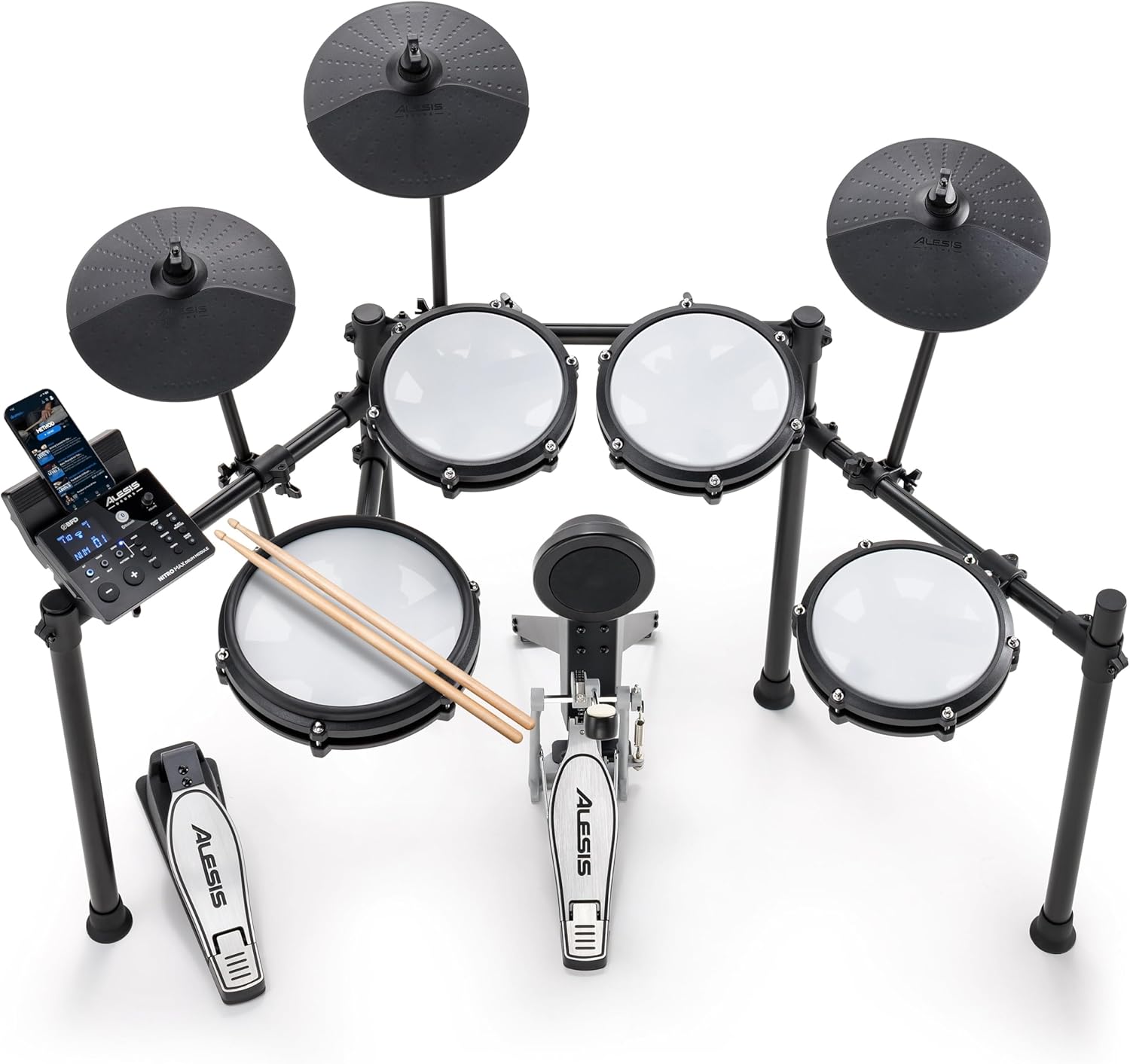 Alesis Nitro Max Kit Compact Electric Drum Kit with Quiet Mesh Pads, 10