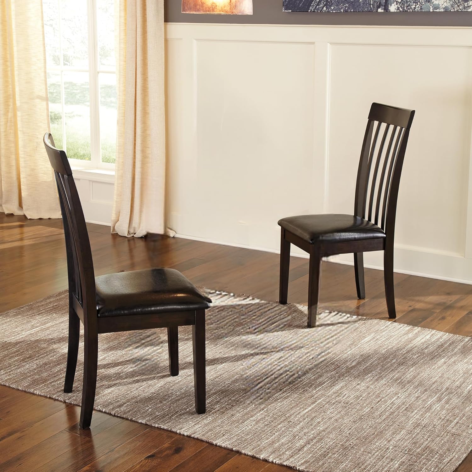 Signature Design by Ashley Hammis Rake Back Dining Room Chair, Set of 2, Dark Brown