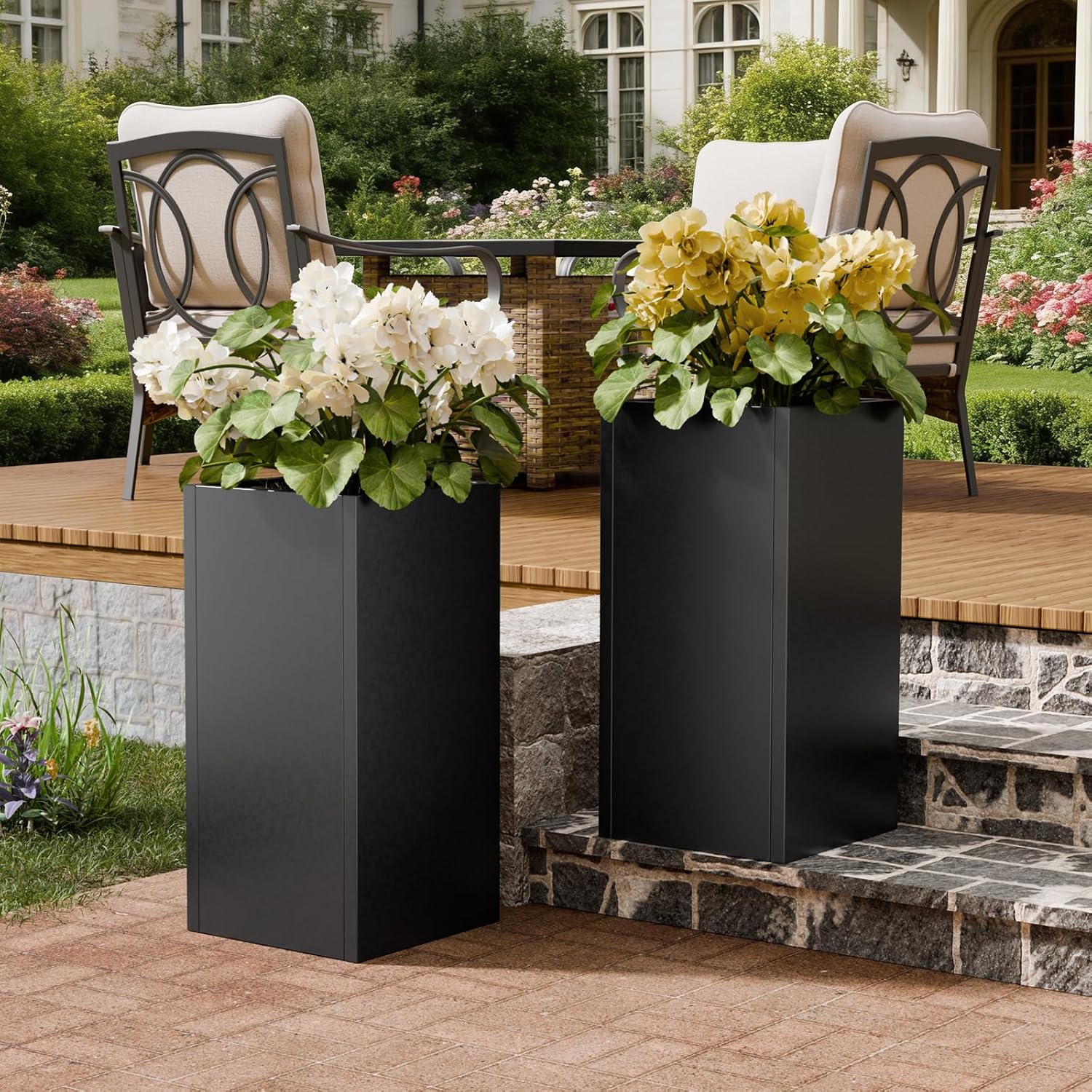 Tall Metal Planters Box for Outdoor Plants 2 Pack- 23.6