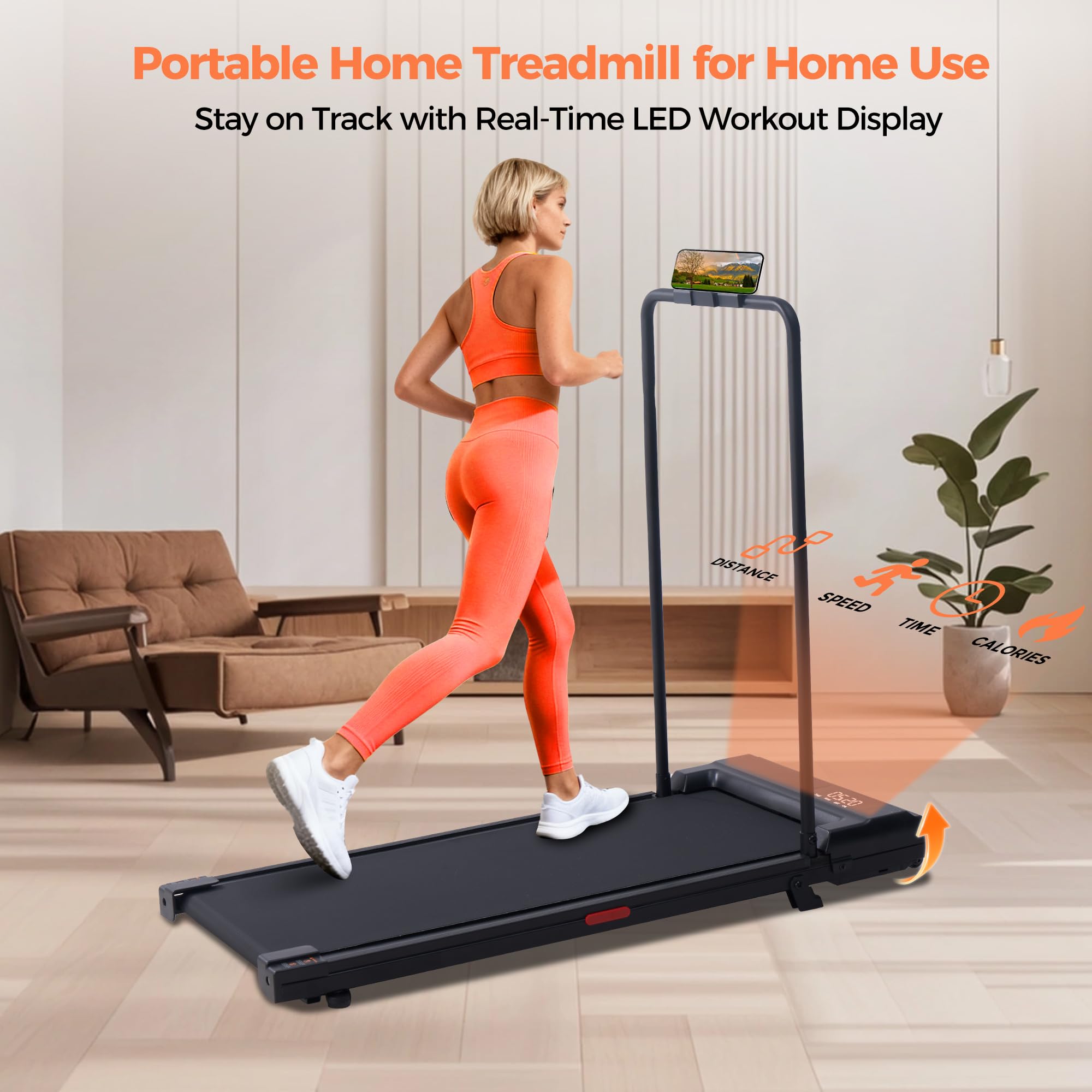 SUOUER Walking Pad Treadmill with Incline & Handle Bar