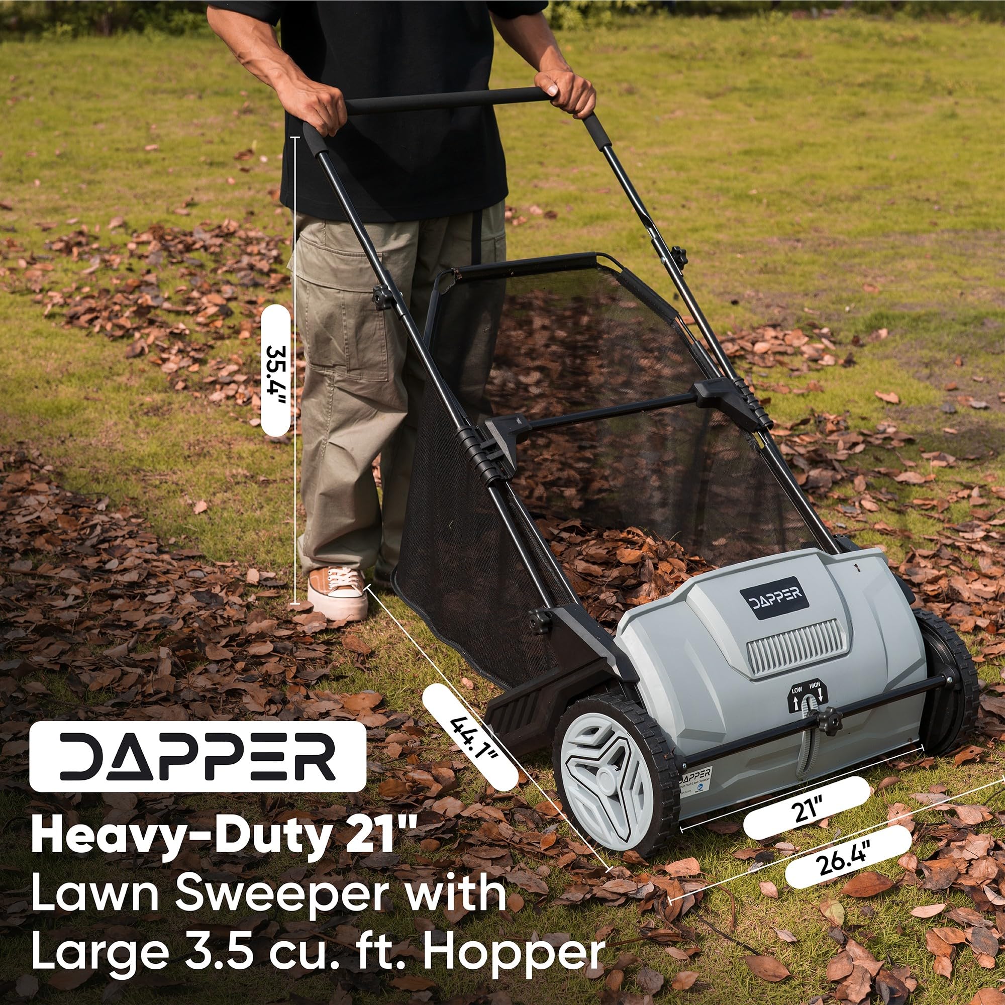 DAPPER SUPPLY 21-Inch Push Lawn Sweeper with 3.5 cu. ft. Hopper