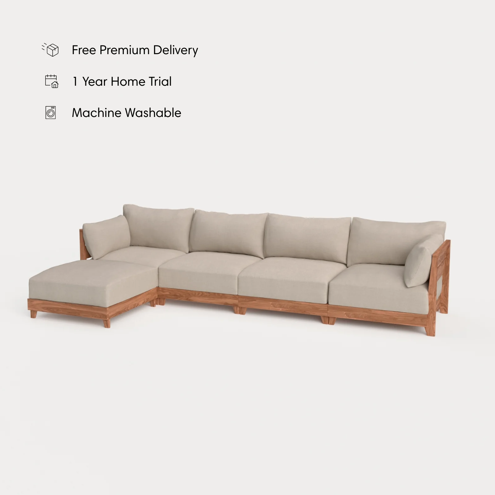 Dwell™ Modular Teak Outdoor 4-Seater Sofa Sectional | Classic Canvas in Sand