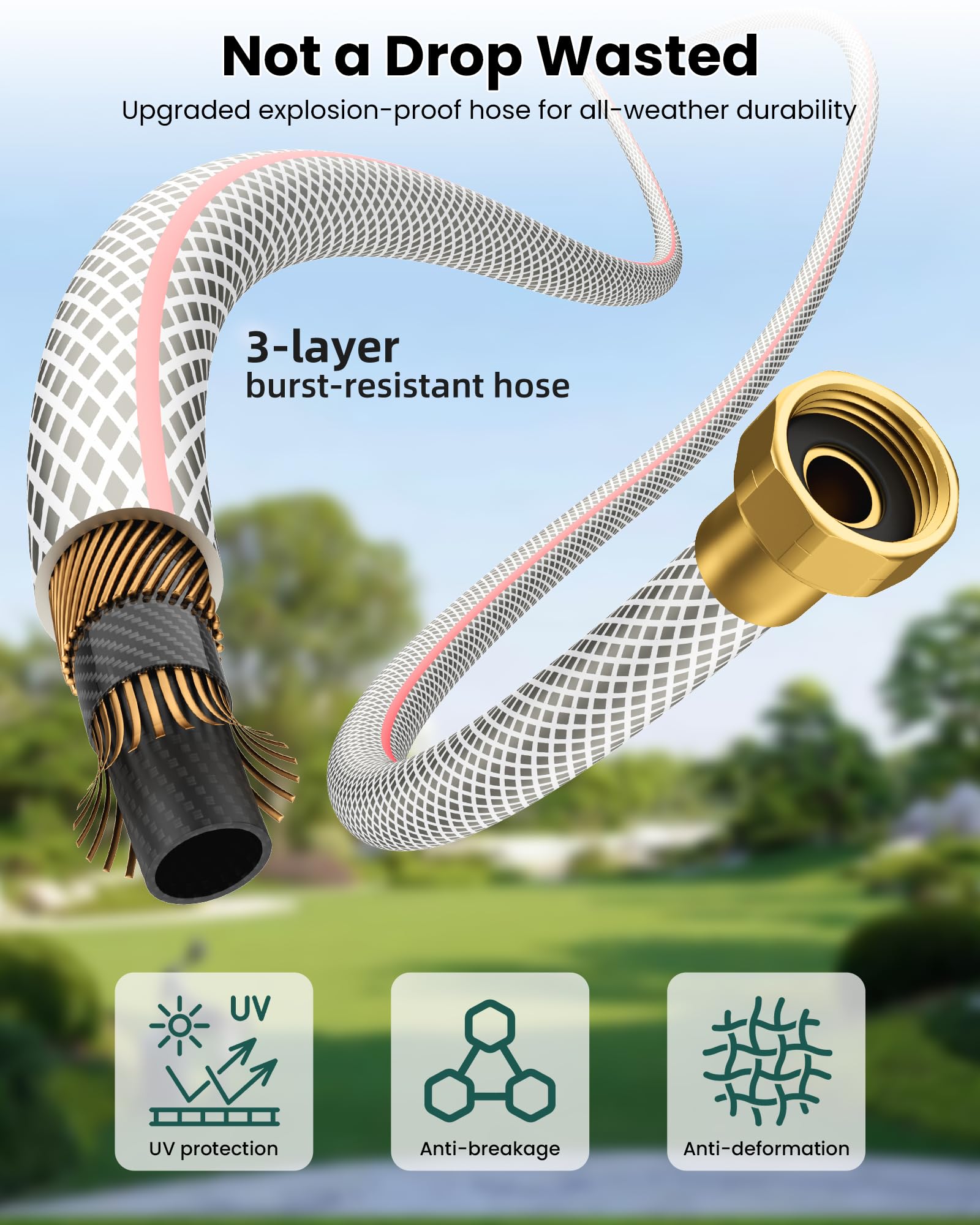 AYURA Retractable Garden Hose Reel 100ft - Heavy Duty