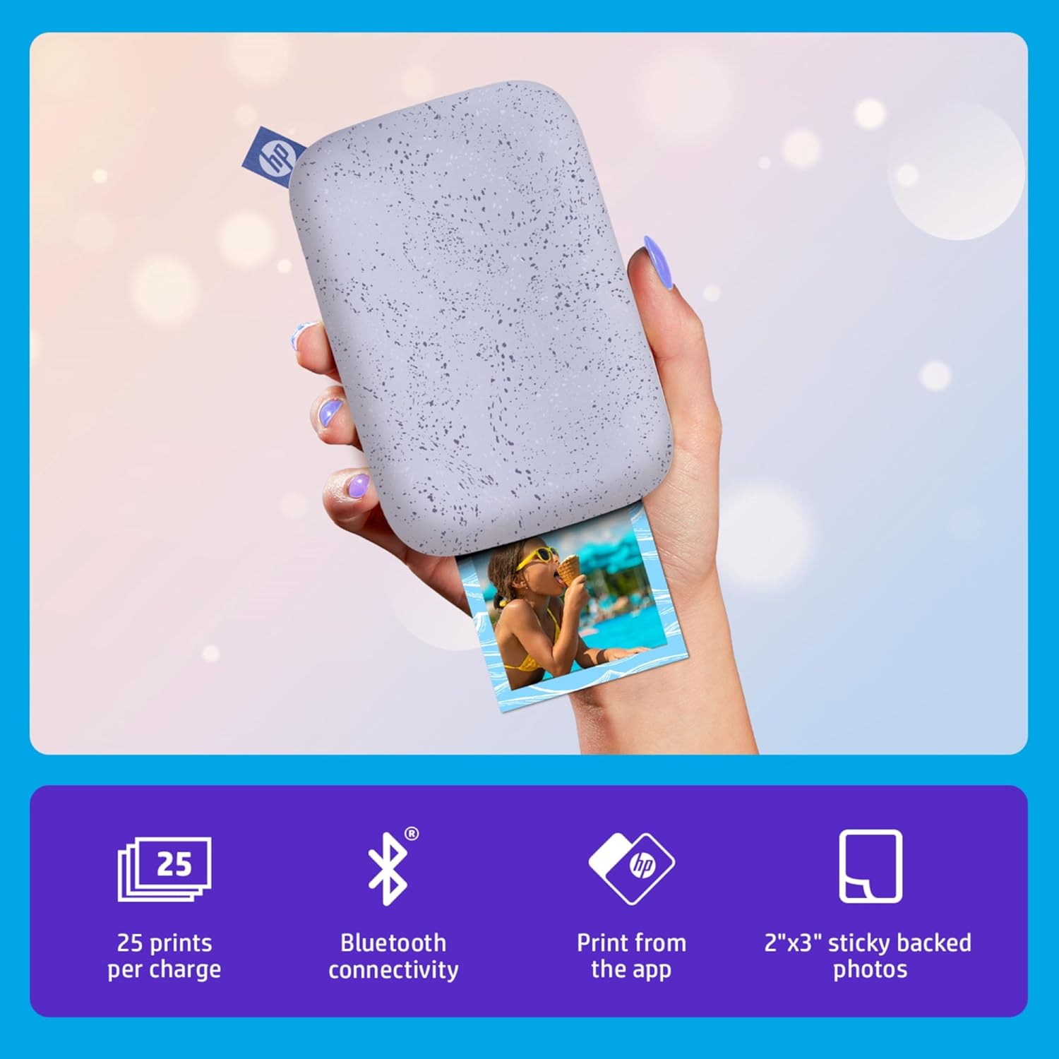 HP Sprocket Portable 2x3 Instant Photo Printer (Lilac) Zink Paper Bundle