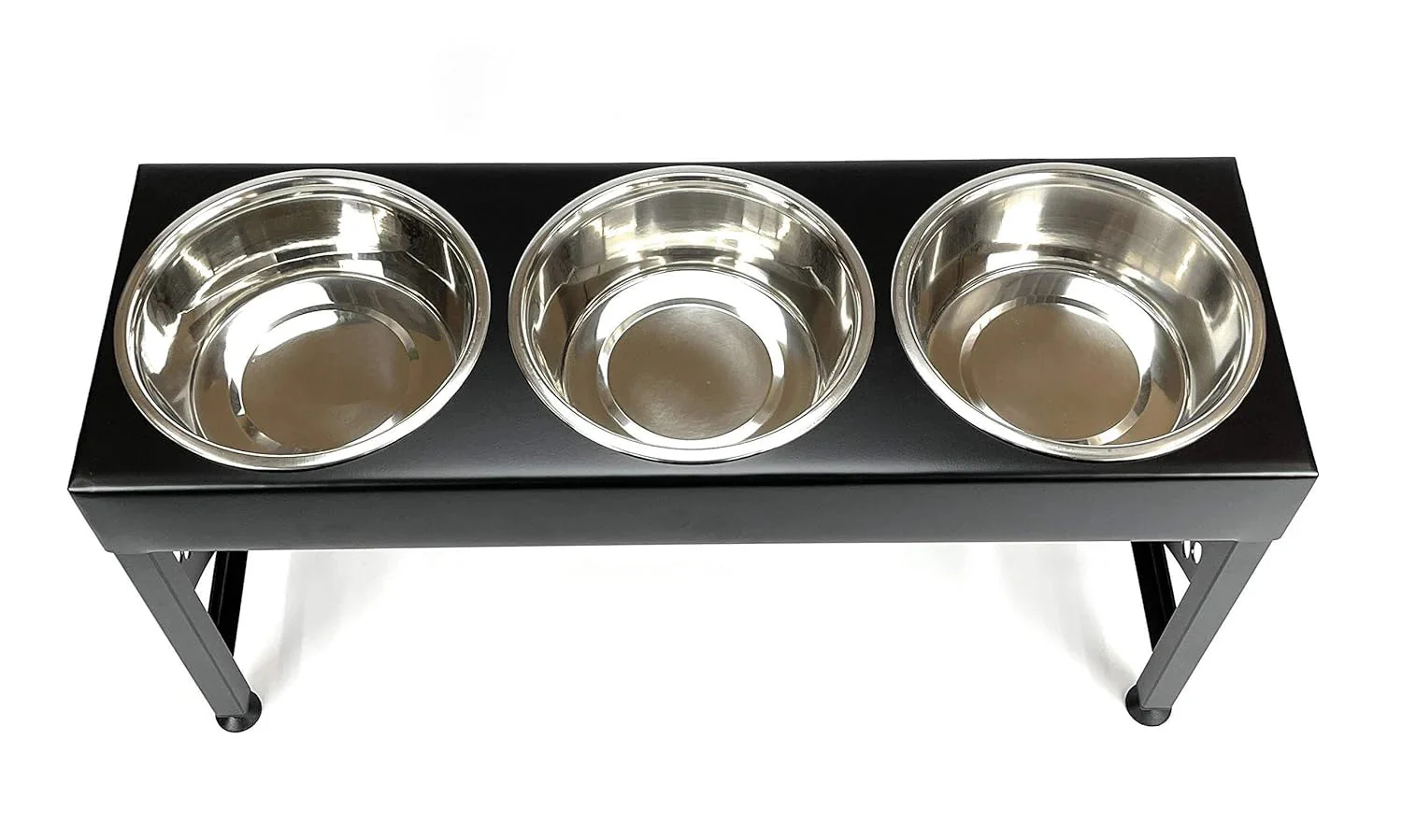 Pet Feeding Station Triple 3-Quart Metal Dog Bowl 16