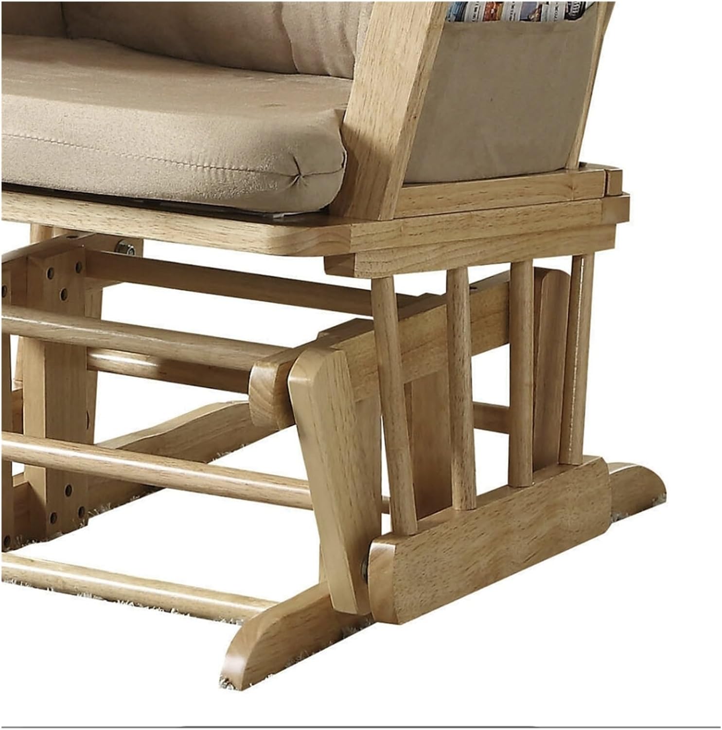 Enhance Comfort with Microfiber and Natural Oak Glider Chair and Ottoman Set, Plush Microfiber Cushions for Cozy Relaxation