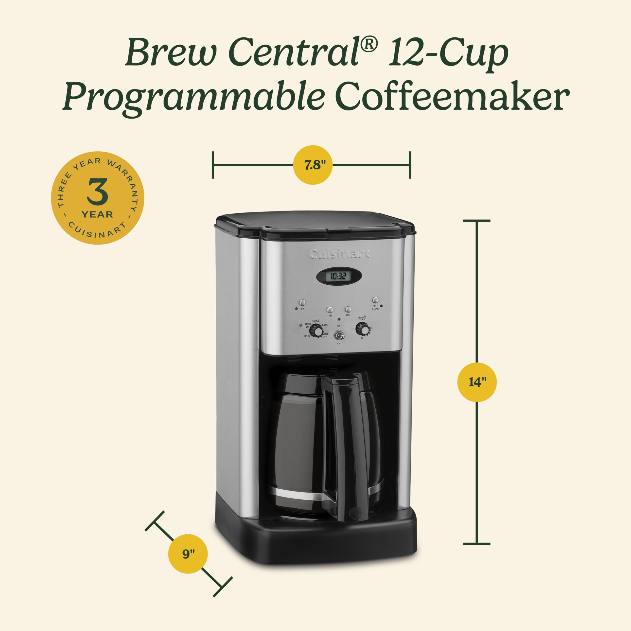 CUISINART DCC-1200P1 Brew Central 12-Cup Programmable Coffee Maker
