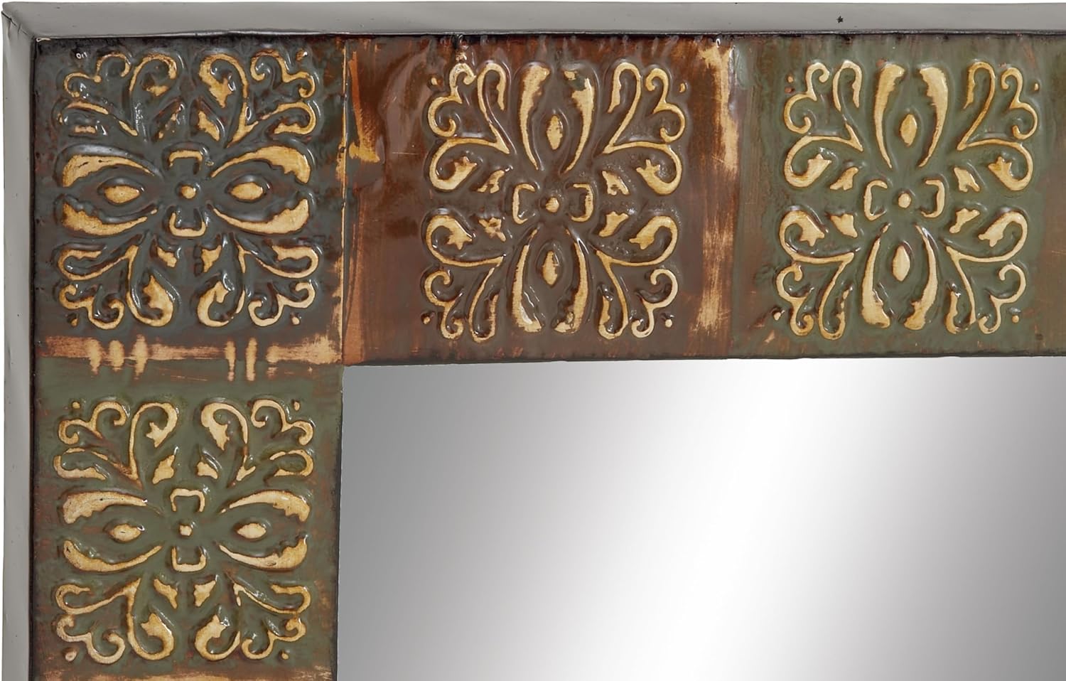 Deco 79 Metal Floral Room Wall Mirror Entryway Mirror with Embossed Metal, Wall Mounted Mirror 24