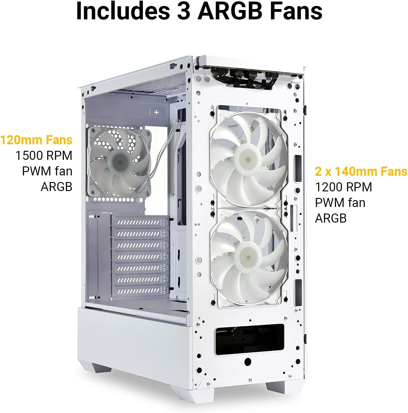 LIAN LI LANCOOL 205 MESH Mid-Tower Gaming PC Case - White, Mesh Front Panel, Tempered Glass Side Panel, 3 Pre-Installed ARGB PWM Fans, Water-Cooling Ready