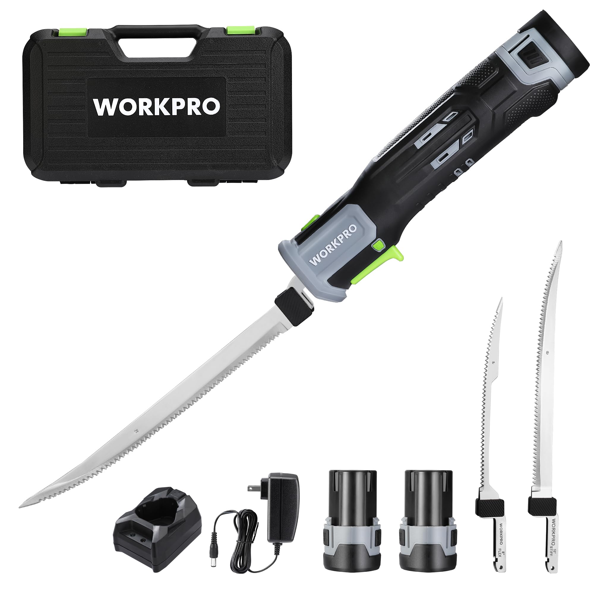WORKPRO 12V Cordless Electric Fillet Knife with Blades