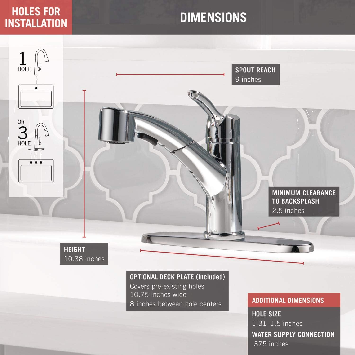 Delta Faucet Collins Single-Handle Kitchen Sink Faucet with Pull Out Sprayer and Magnetic Docking Spray Head, Chrome 4140-DST