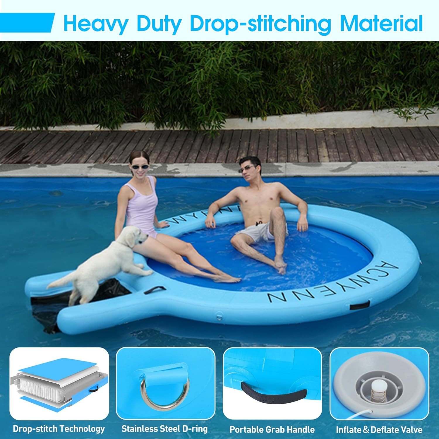 6/8/10/12FT Inflatable Water Hammock Lake Floats for Adults Round Floating Ring Hammock for Lake Pool Beach