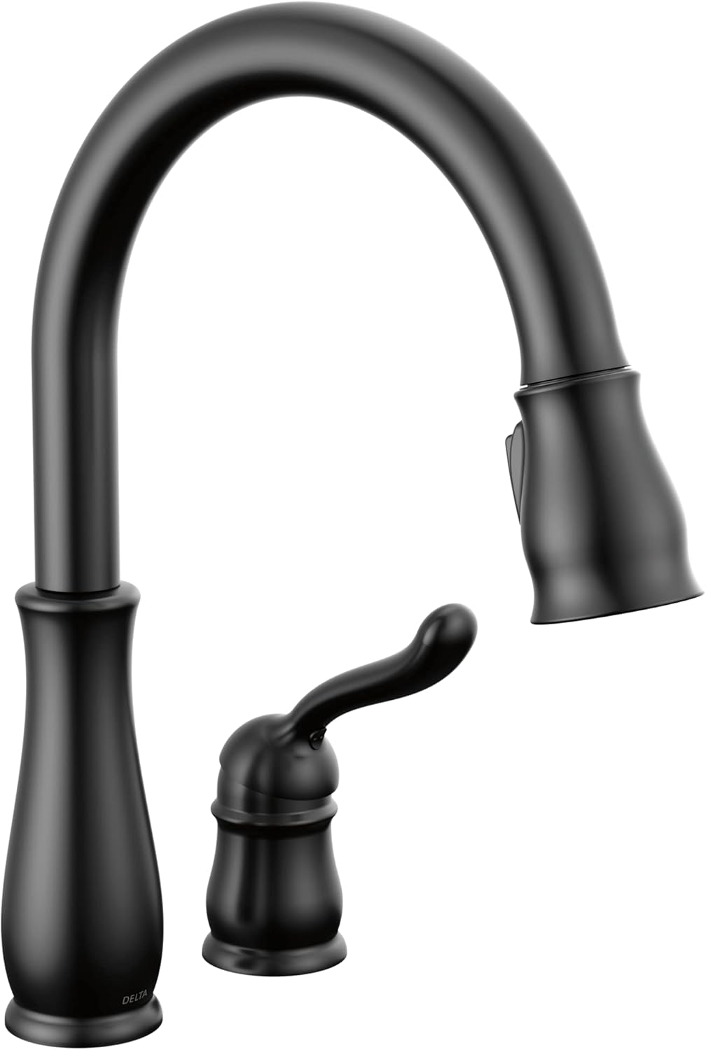 Delta Leland Matte Black Kitchen Faucet with Pull Down Sprayer, Traditional Single Hole Kitchen Sink Faucet, Single Handle, Matte Black 978-BL-DST