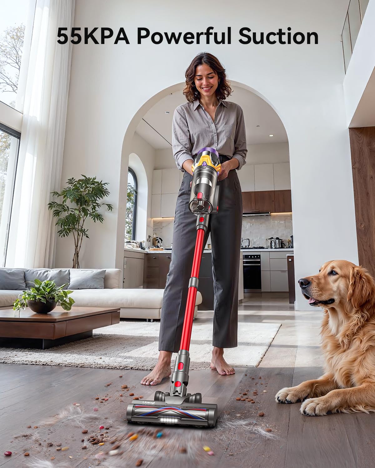 UOSOGI Cordless Vacuum Cleaner 55KPA 650W 70Mins Hurricane Mode
