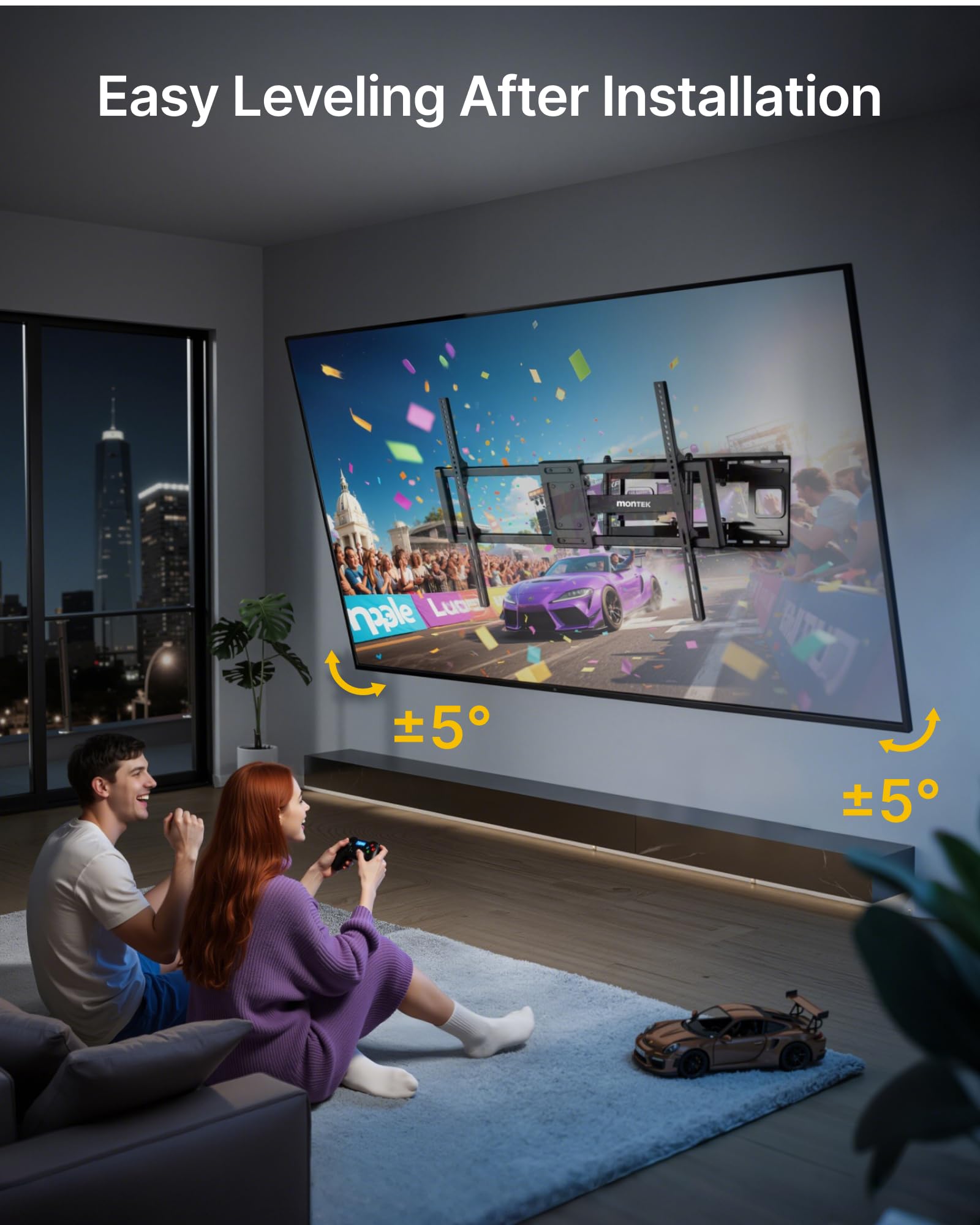 MONTEK Heavy Duty XXL Full Motion TV Wall Mount 60-120