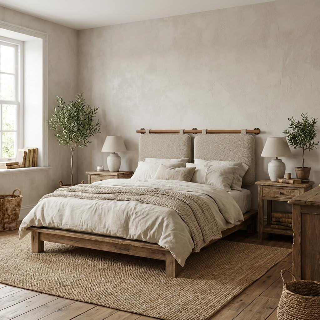 Furnifact Chenille Upholstered King Headboard Wall-Mounted Design, Soft Comfortable Fabric, Durable Structure, Elegant Style for Bedroom Decor, Single Piece
