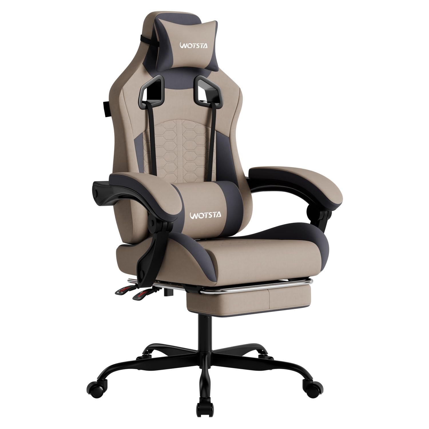 WOTSTA Gaming Chair with Massage and Footrest, Ergonomic