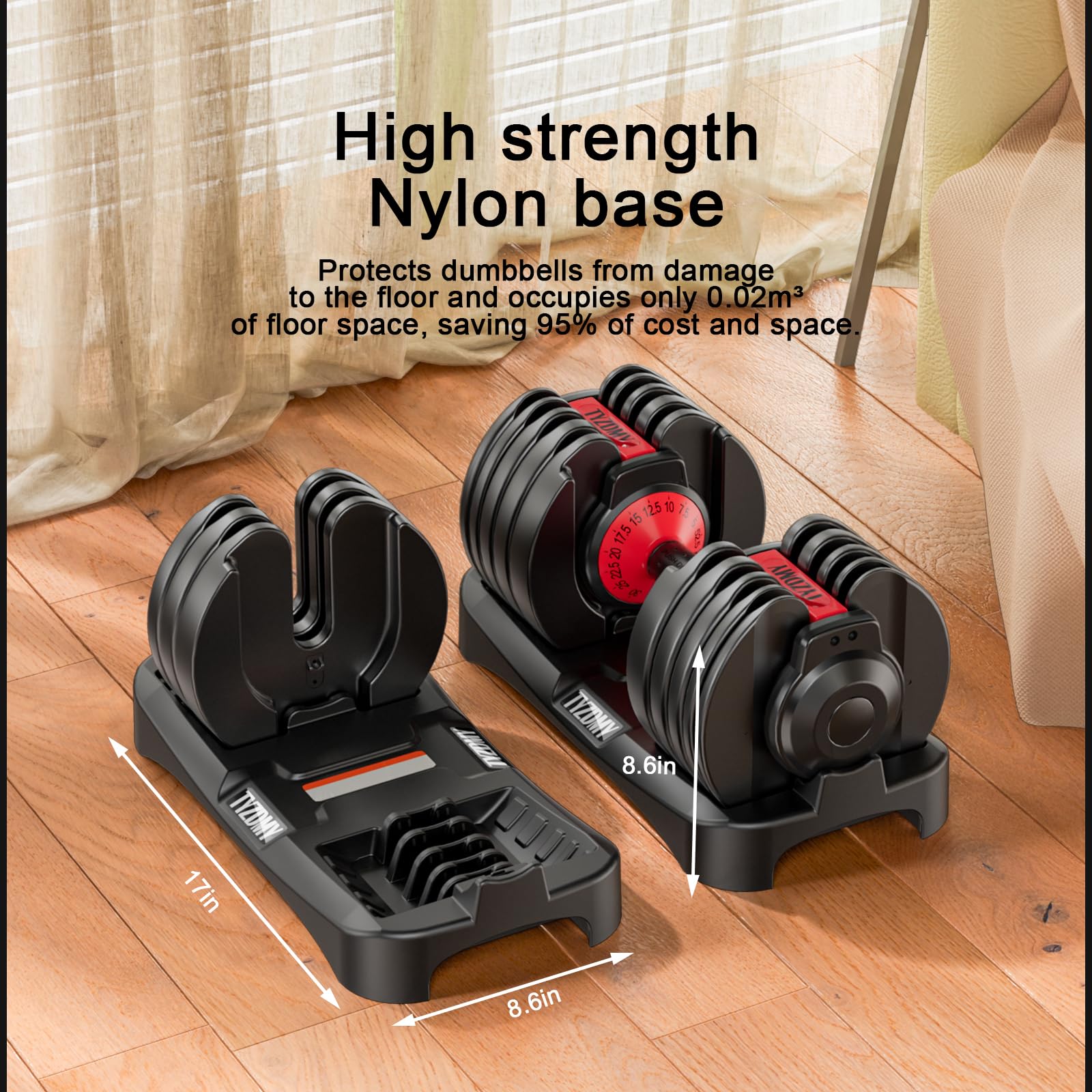TYZDMY Adjustable Dumbbells Set 52.5 lbs - Free Weights Pair