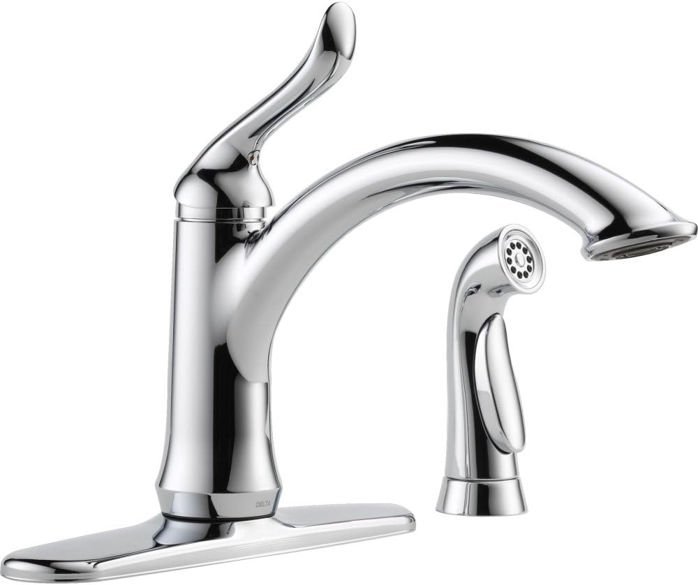 Delta Faucet Linden Single-Handle Kitchen Faucet with Side Sprayer, Chrome Kitchen Sink Faucet, Kitchen Faucet with Sprayer, Chrome 4453-DST