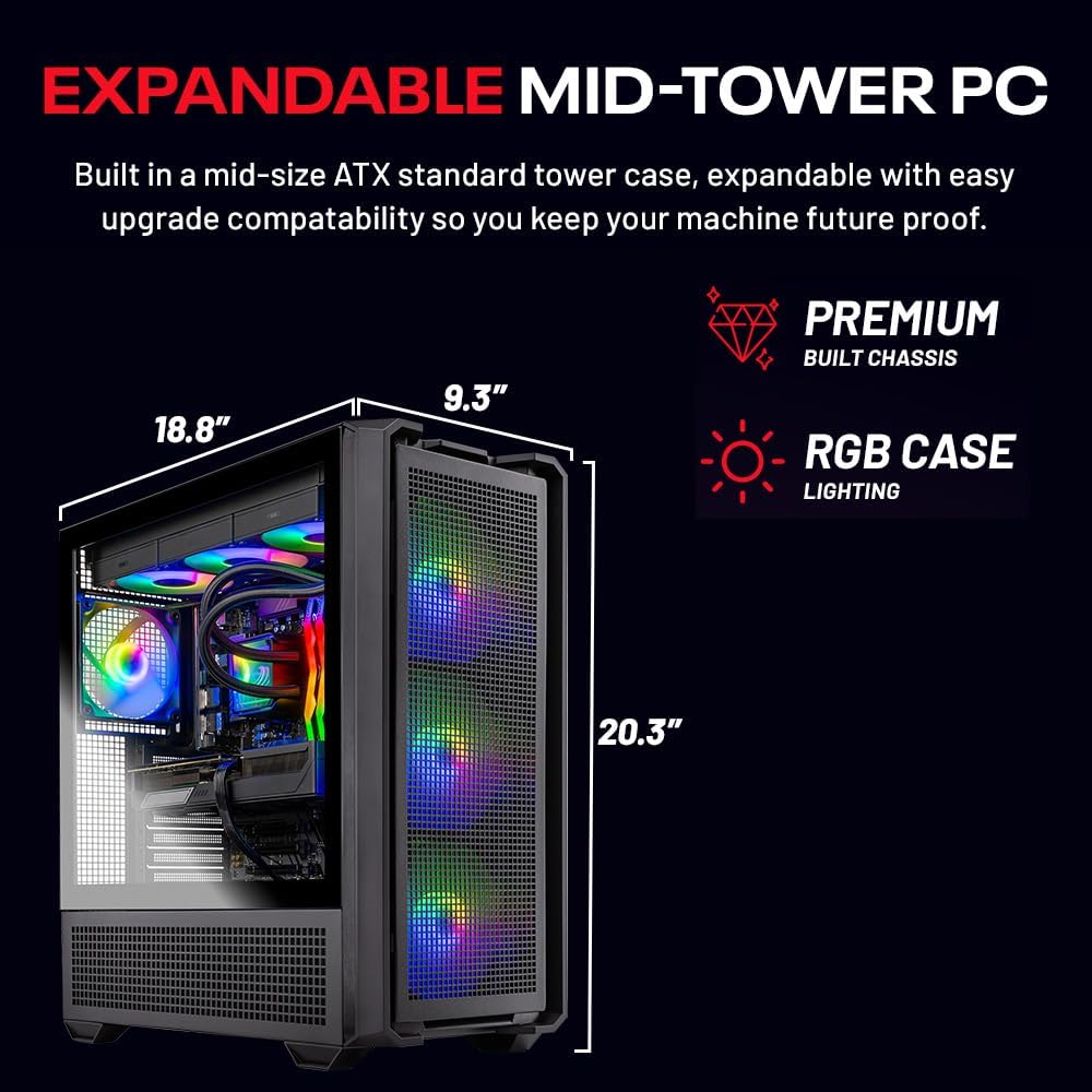 Skytech Gaming Edge Gaming PC, AMD Ryzen 5 5500 3.6GHz, NVIDIA RTX 5050 8GB, 1TB NVMe SSD, 16GB DDR4 RAM 3200, 650W Gold PSU, Wi-Fi, Win 11, Desktop