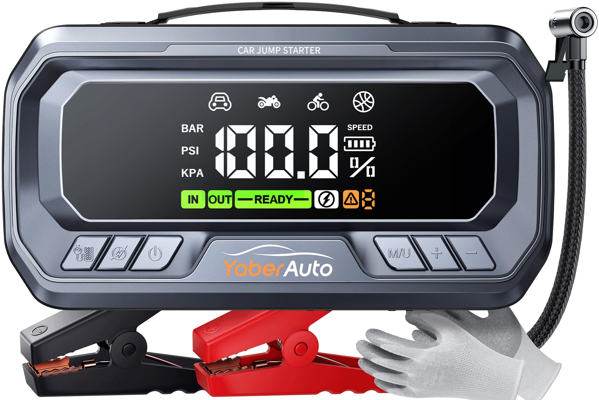 YABERAUTO 12-in-1 Jump Starter with Air Compressor 8000A