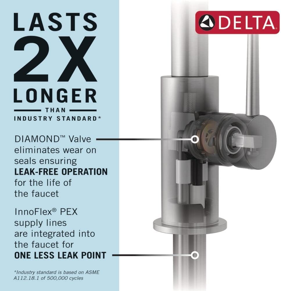 Delta Theodora Pro Style Commercial Kitchen Faucet with Pull Down Sprayer, Oil Rubbed Bronze Single Hole Kitchen Sink Faucet, Single Handle, Venetian Bronze 18804Z-RB-DST