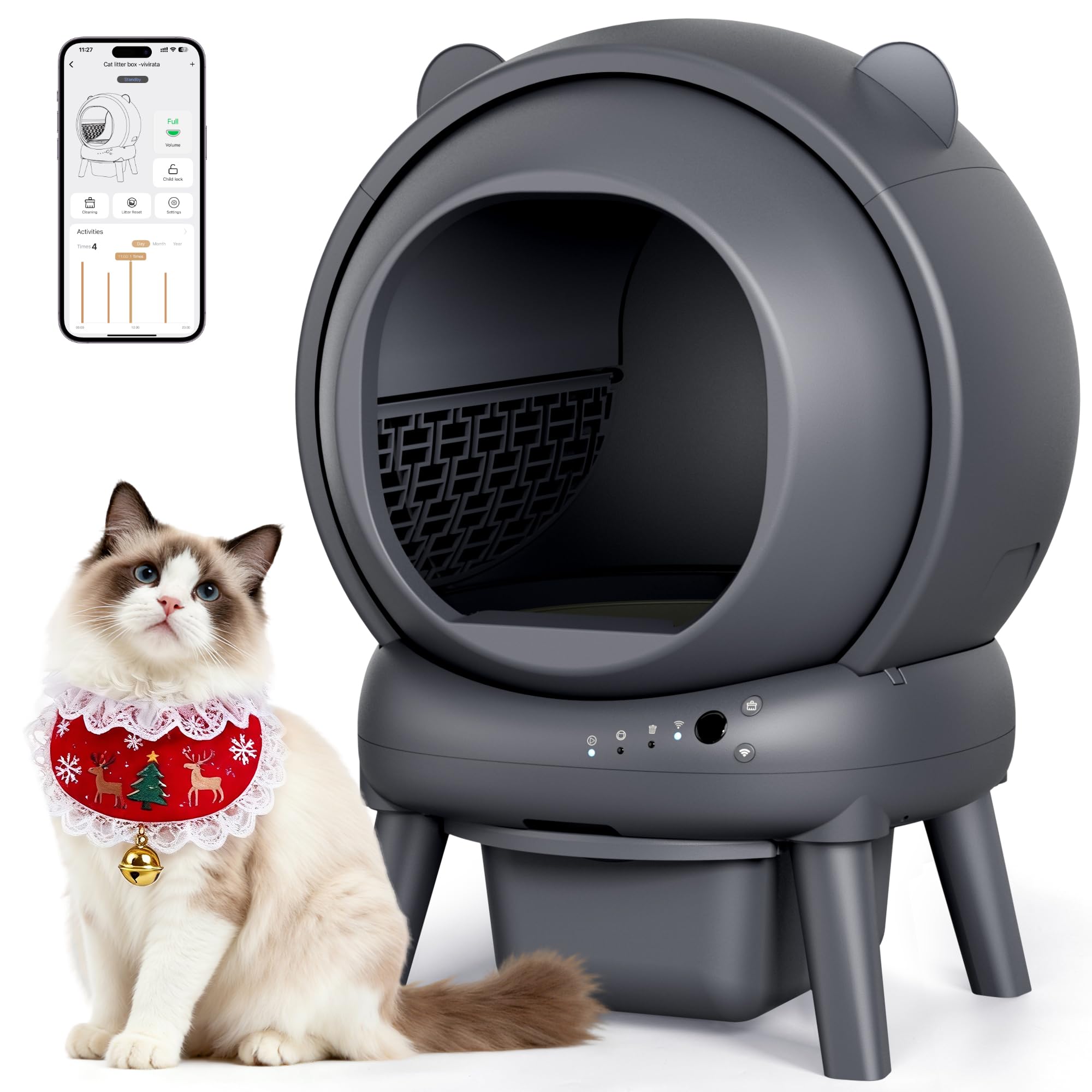 VIVIRATA Automatic Litter Box with App Control for Cats