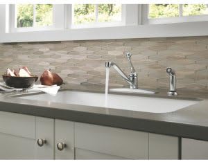 Delta Faucet Classic Single-Handle Kitchen Faucet with Side Sprayer, Chrome Kitchen Sink Faucet, Kitchen Faucet 3 Hole, Chrome 400LF-WF