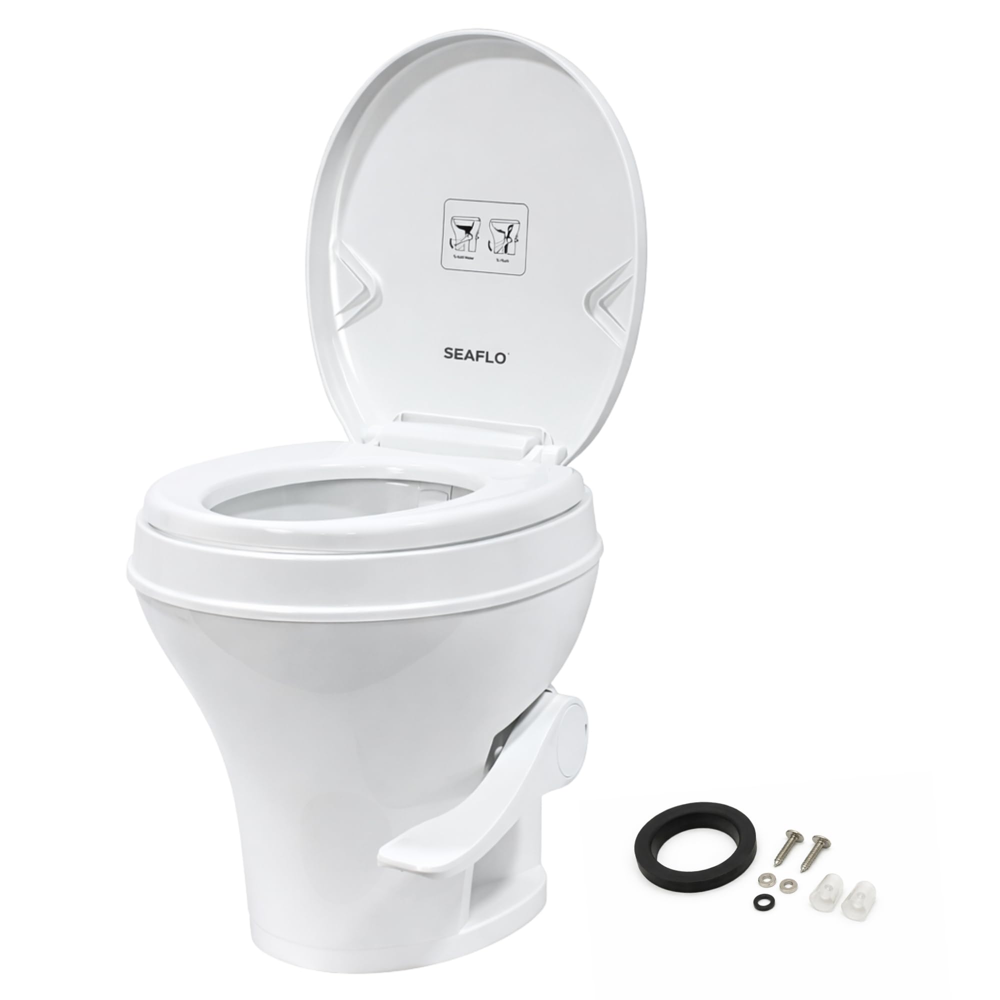 SEAFLO RV Toilet - Residential Height, Gravity Flush, Soft Close