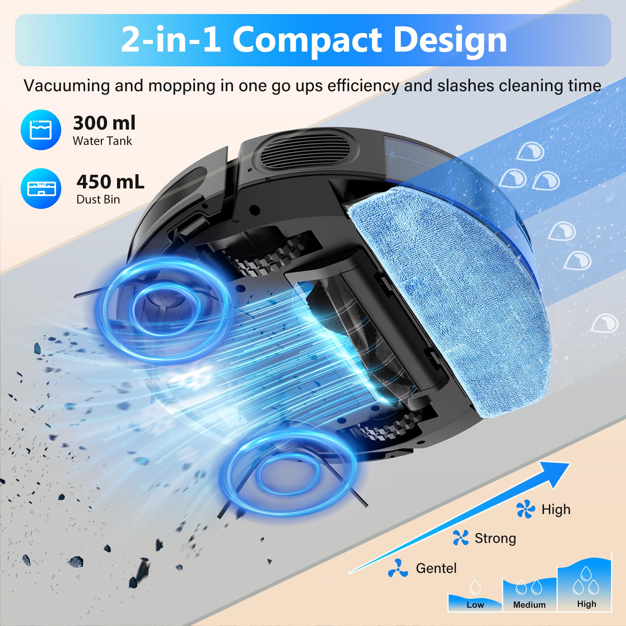 TIKOM G8000 Max Robot Vacuum & Mop Combo, 5000Pa