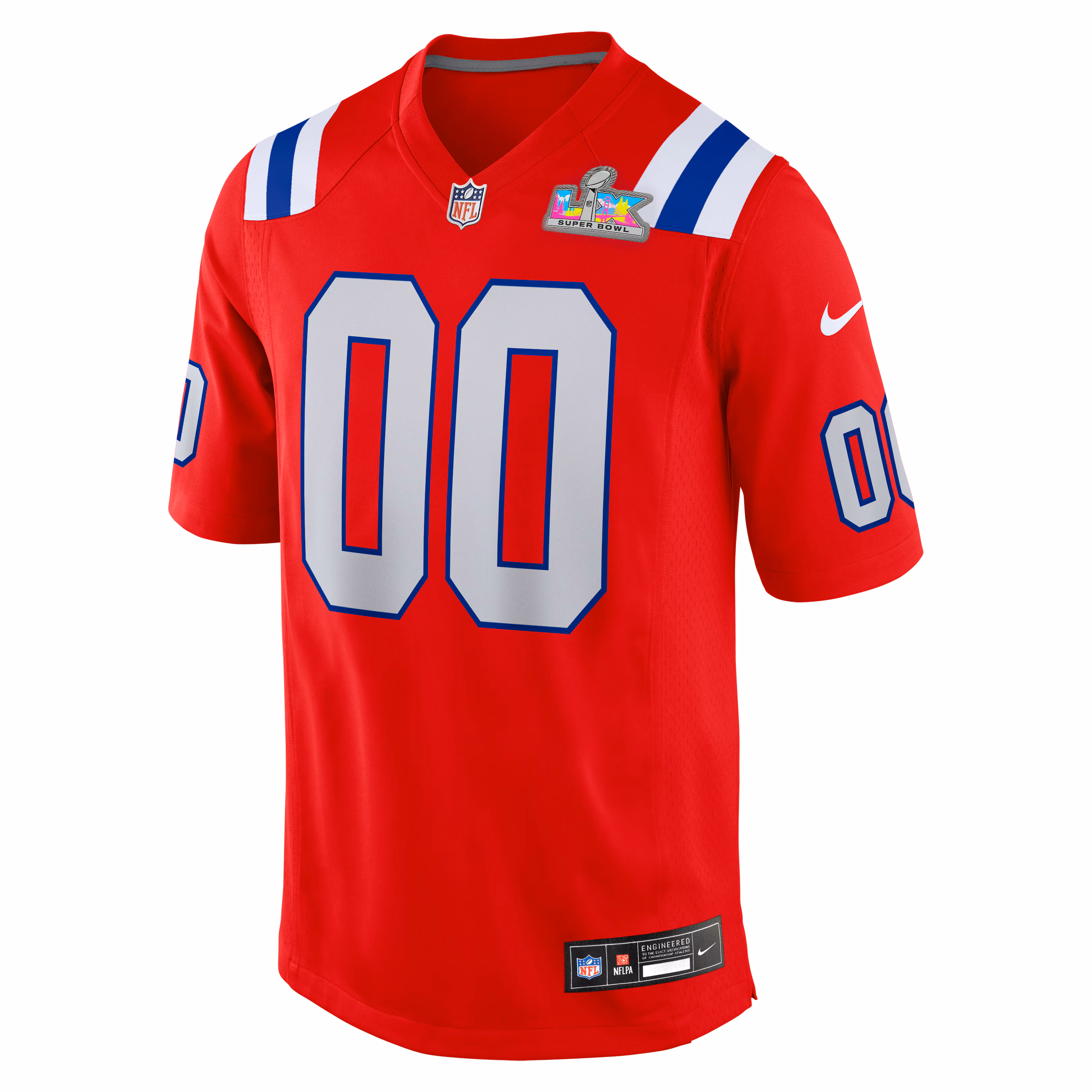 New England Patriots Nike Super Bowl LX Patch Custom Game Jersey - Red