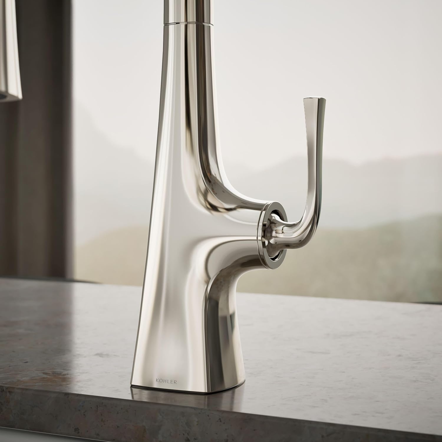 Kohler K-22063-SN Graze 1.5 GPM Pull Down Kitchen Sink Faucet with Three Function Spray, Vibrant Polished Nickel