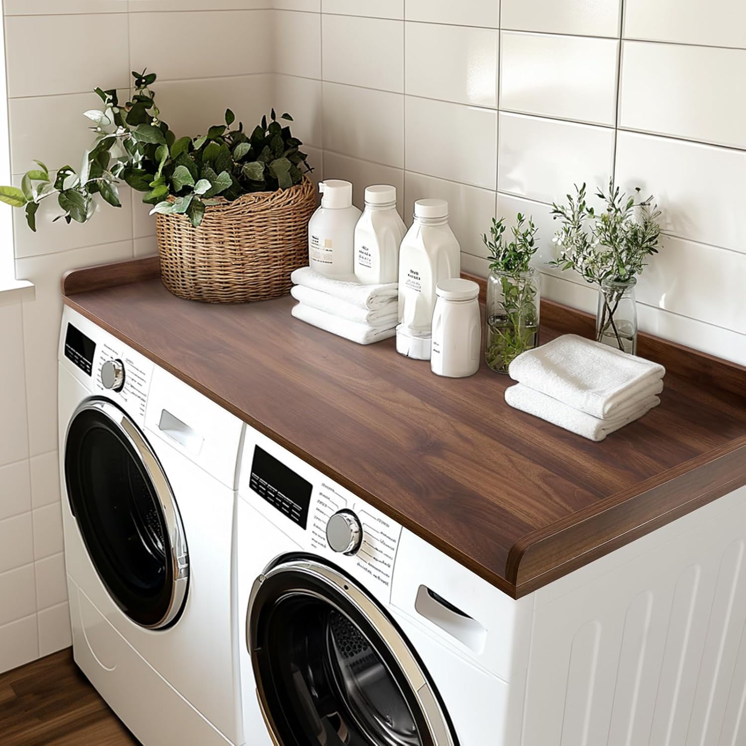 Kaboon Washer Dryer Countertop, Melamine Countertop with Edge Rails - 27.5