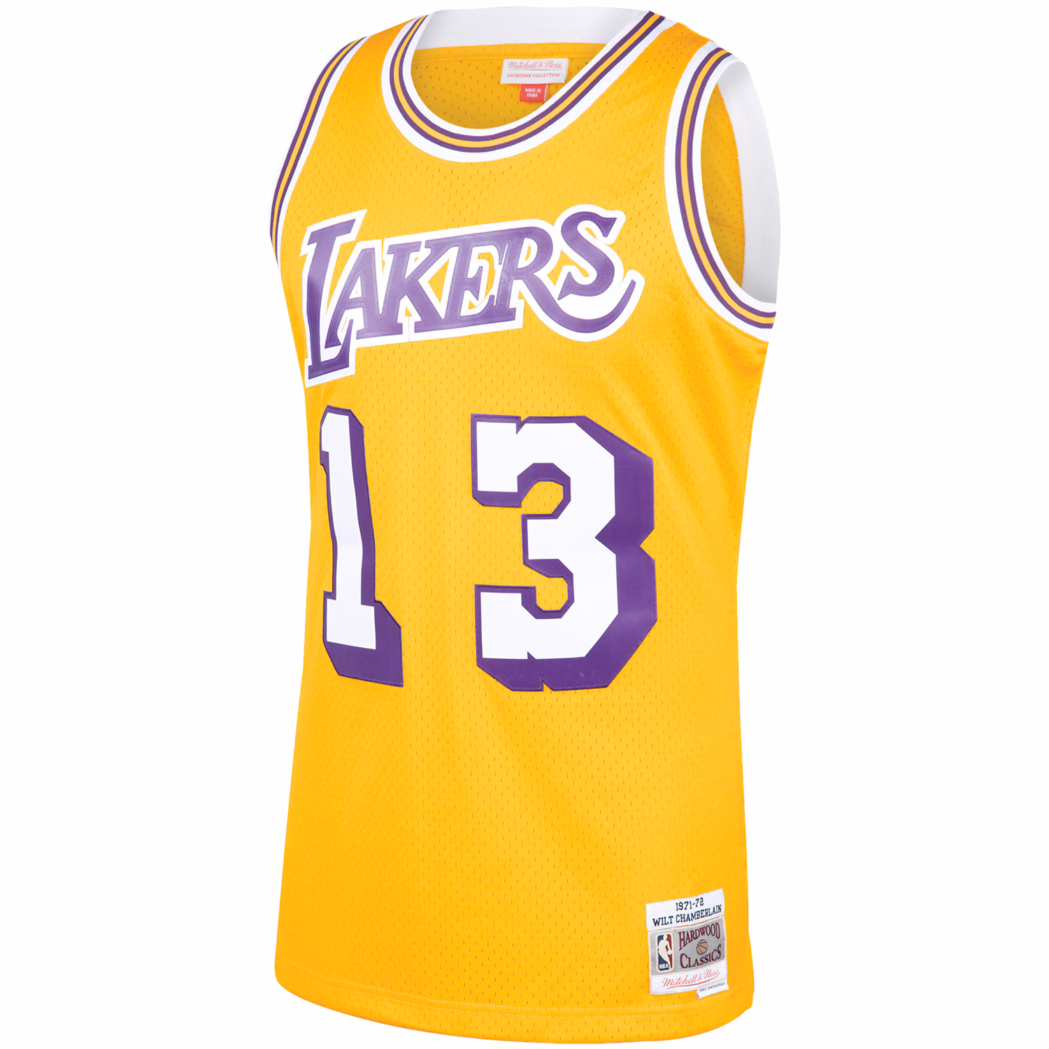 Wilt Chamberlain Los Angeles Lakers Mitchell & Ness 1971/72 Hardwood Classics Swingman Jersey - Gold