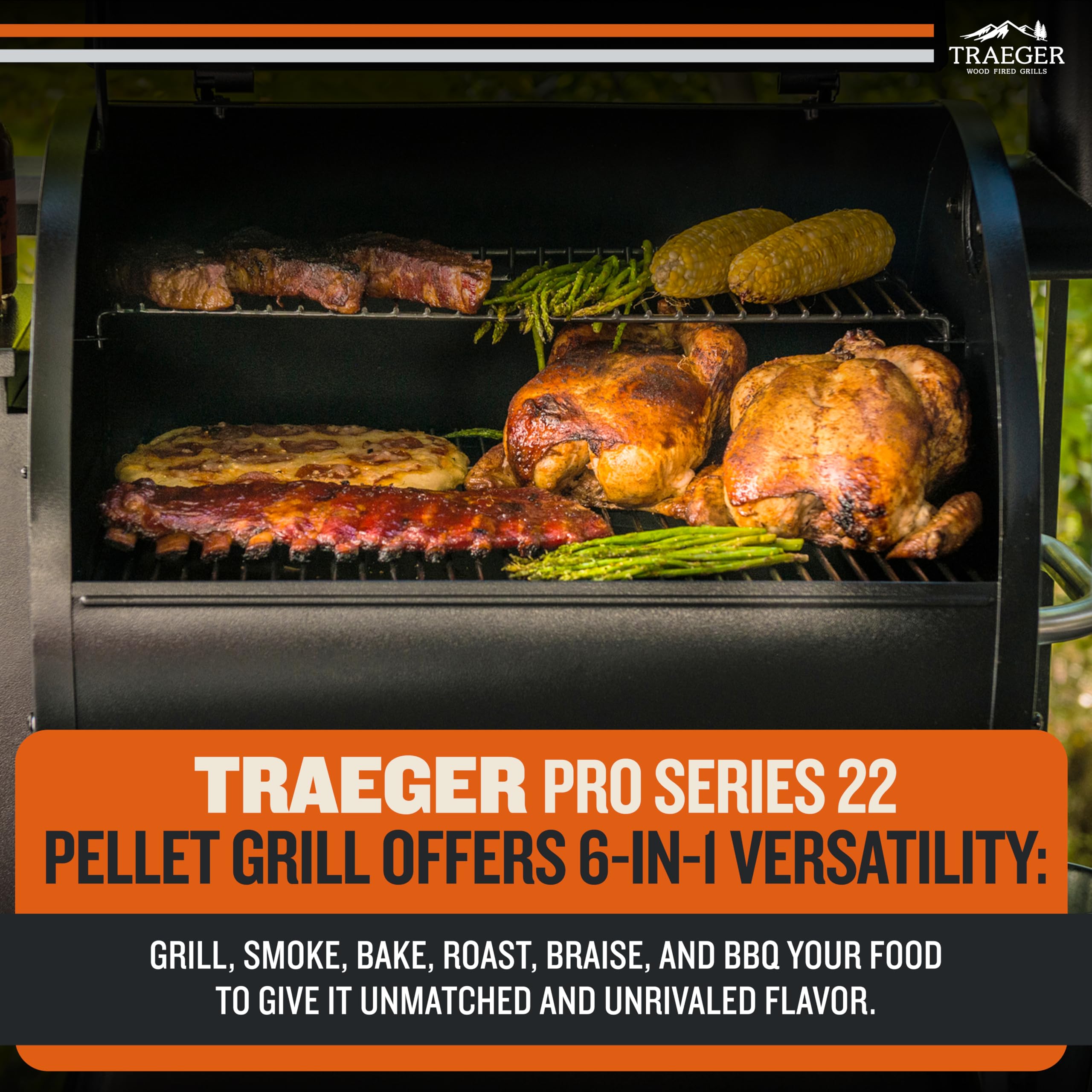 TRAEGER Grills Pro 22 Pellet Grill & Smoker Combo 6-in-1