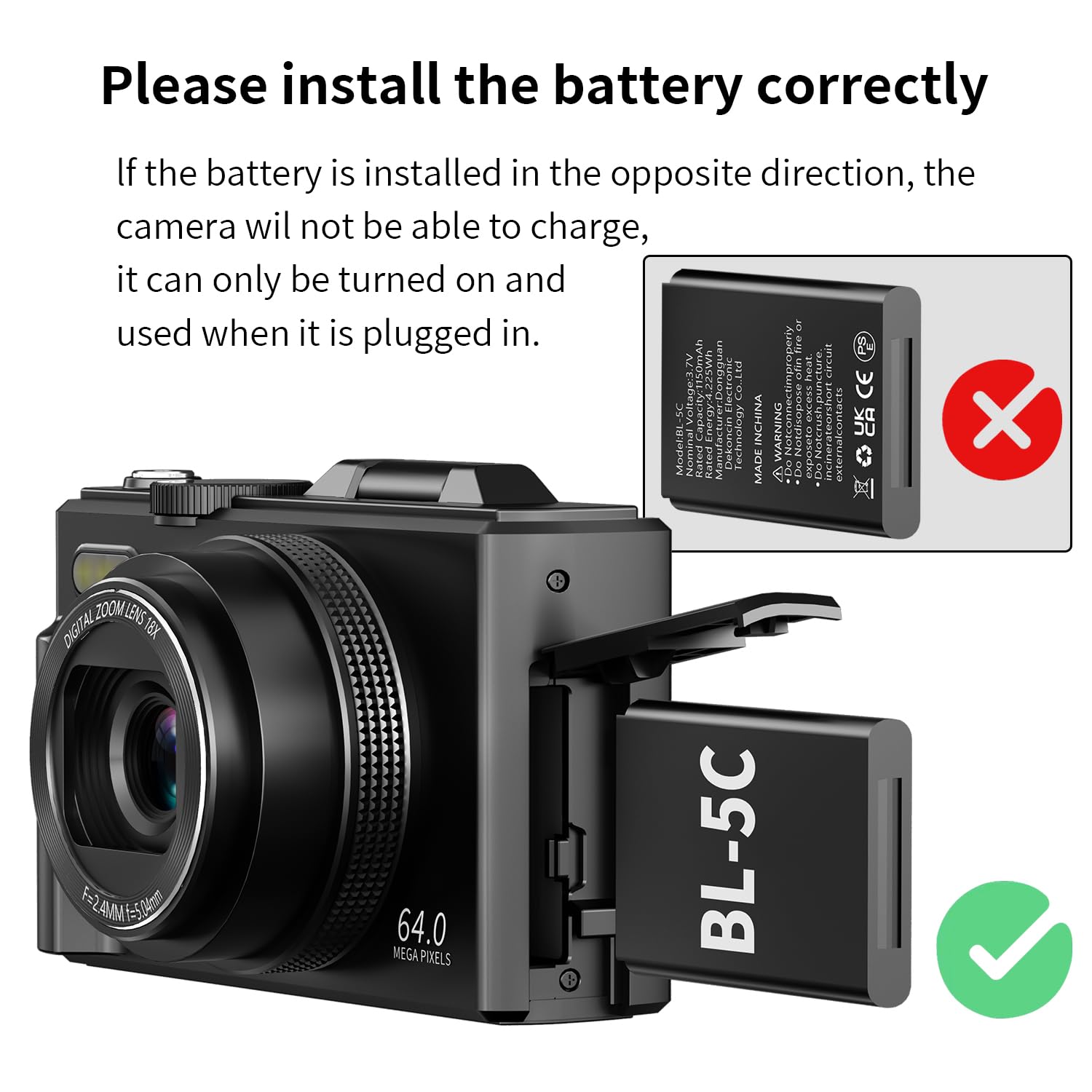 VJIANGER 4K Digital Camera, 64MP Vlogging Cam with 18X Zoom