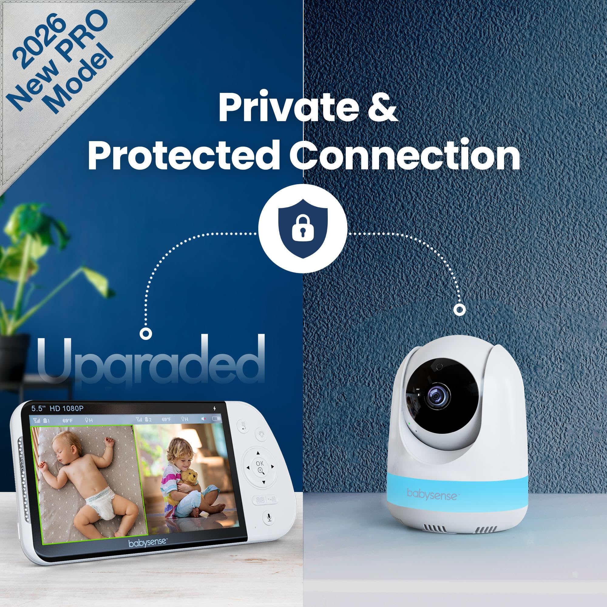 BABYSENSE PRO Full HD Split Screen Baby Monitor & Cameras