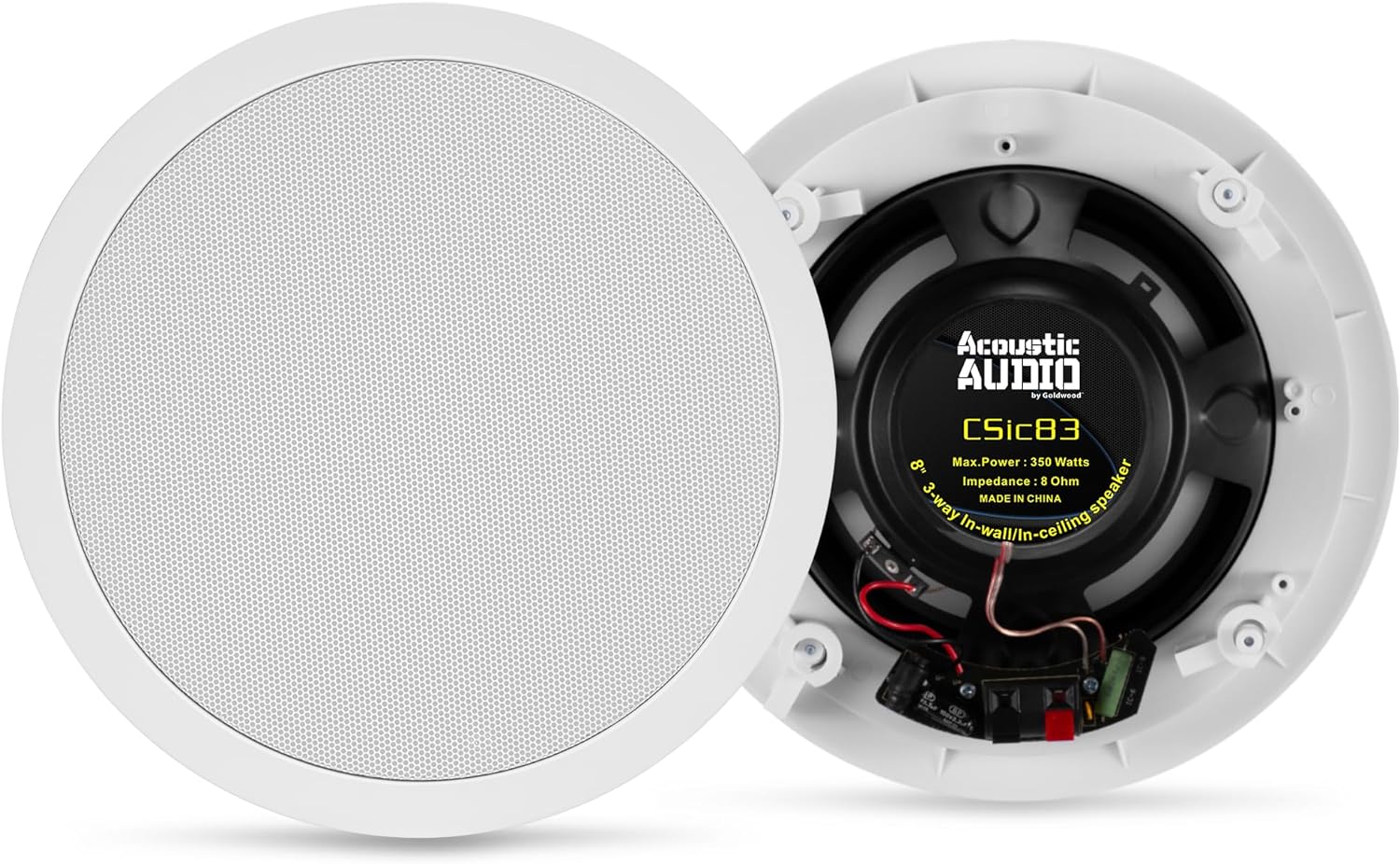 Acoustic Audio by Goldwood CS-IC83 8” 3-Way In Ceiling Home Theater Speaker System (White, 5 Speakers)